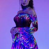 Fire Squad Mesh Halter Flare Dress