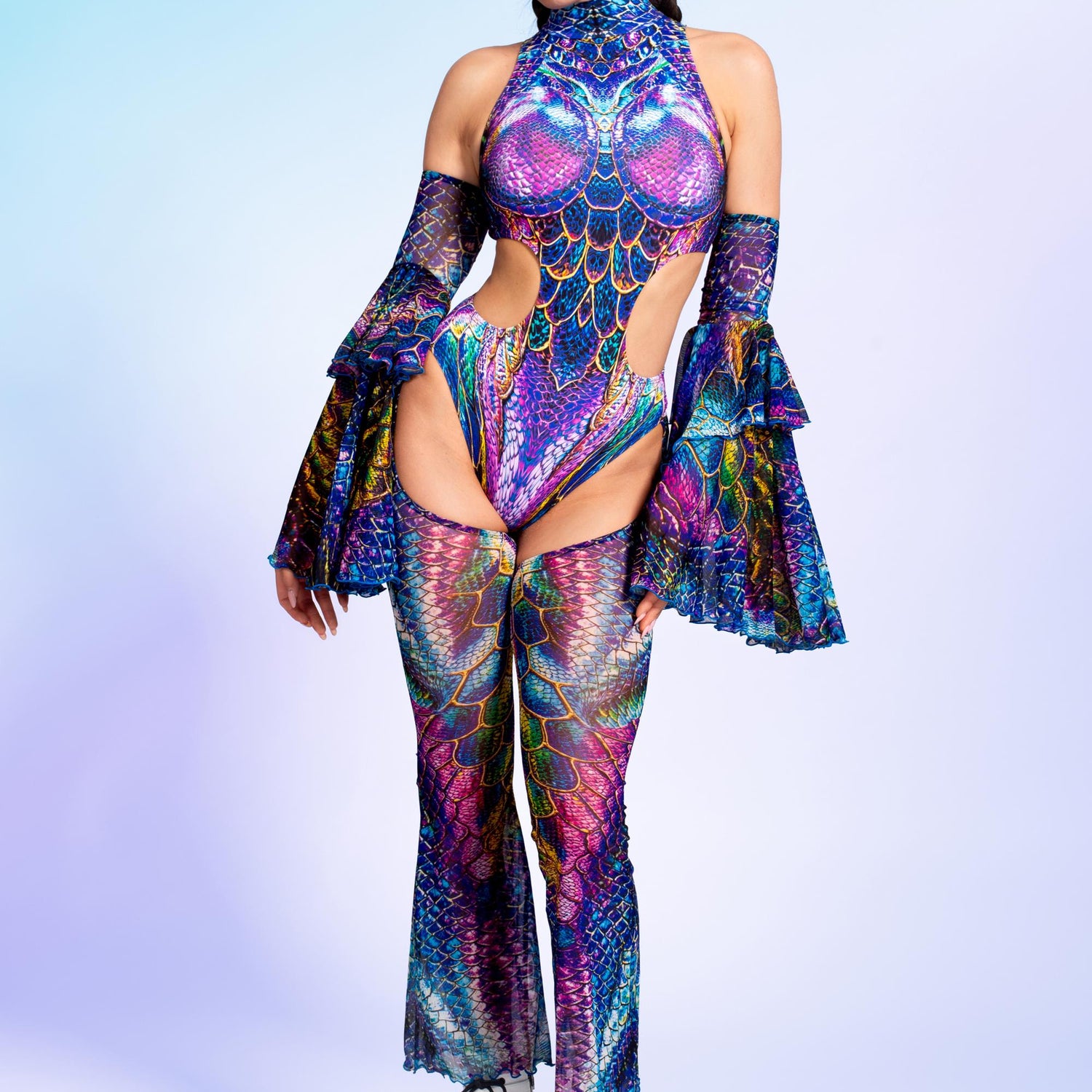 Scalebound Backless Chaps Bodysuit Festival