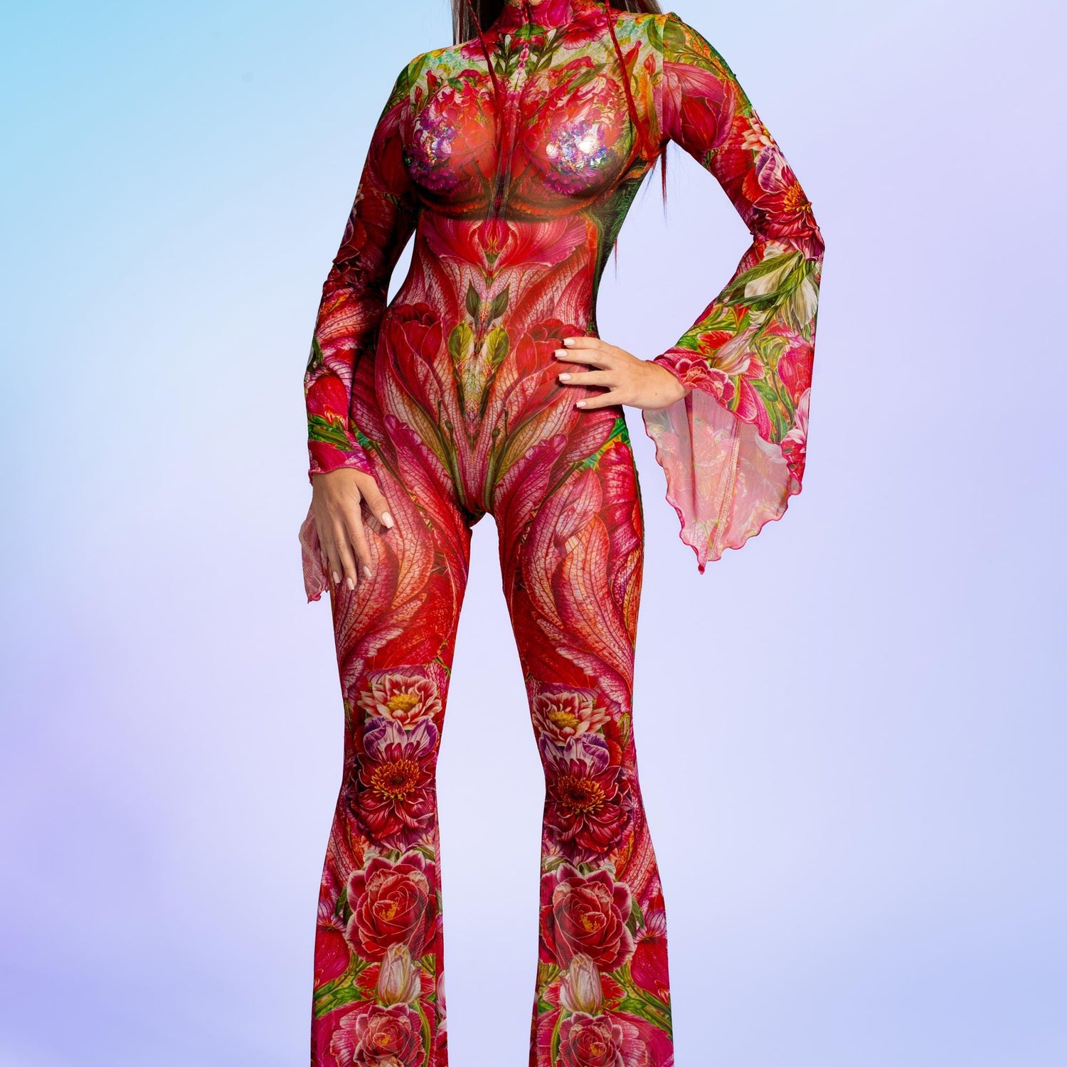 Gardenia Flared Mesh Costume Pink