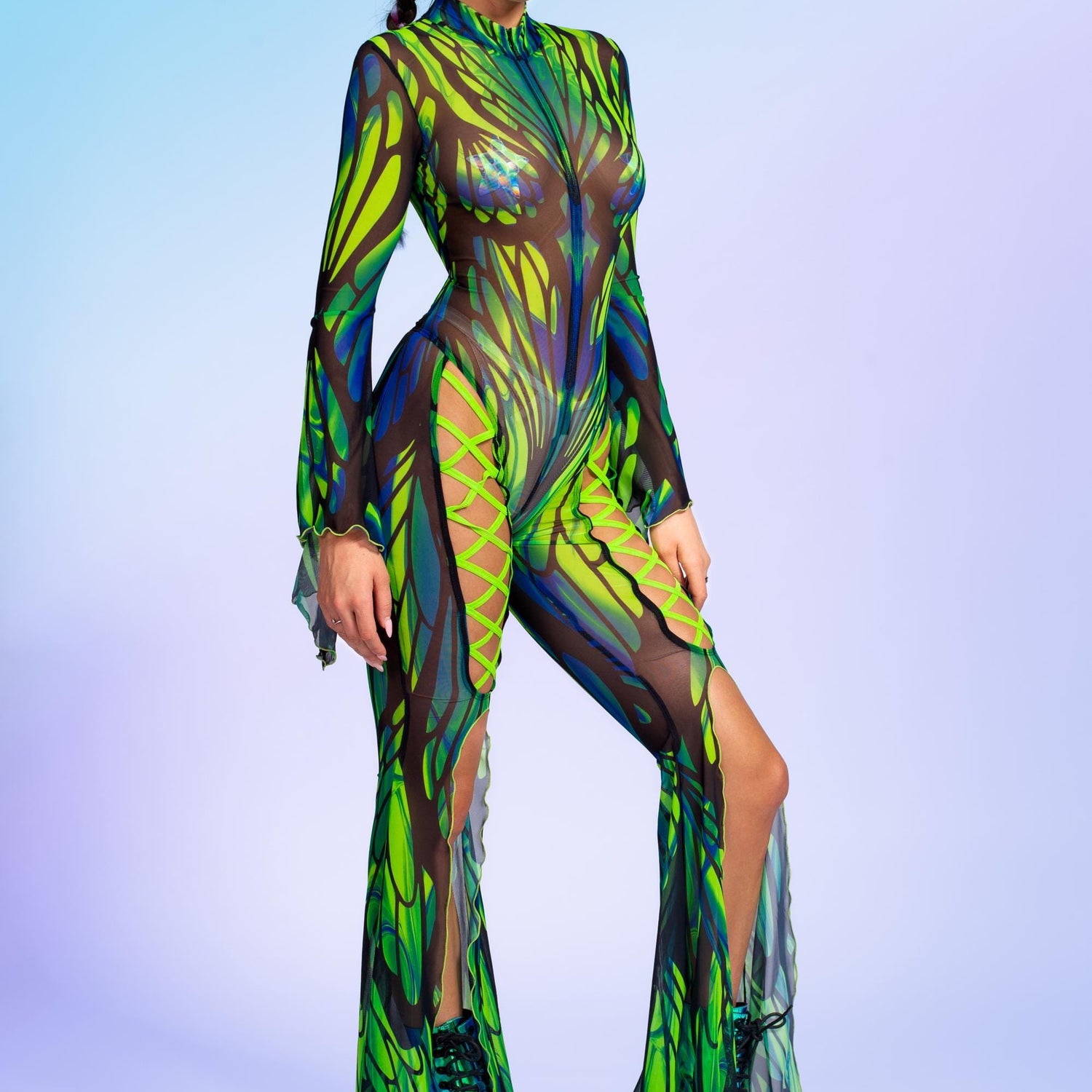 Women Fly Devine Criss-Cross Mesh Costume