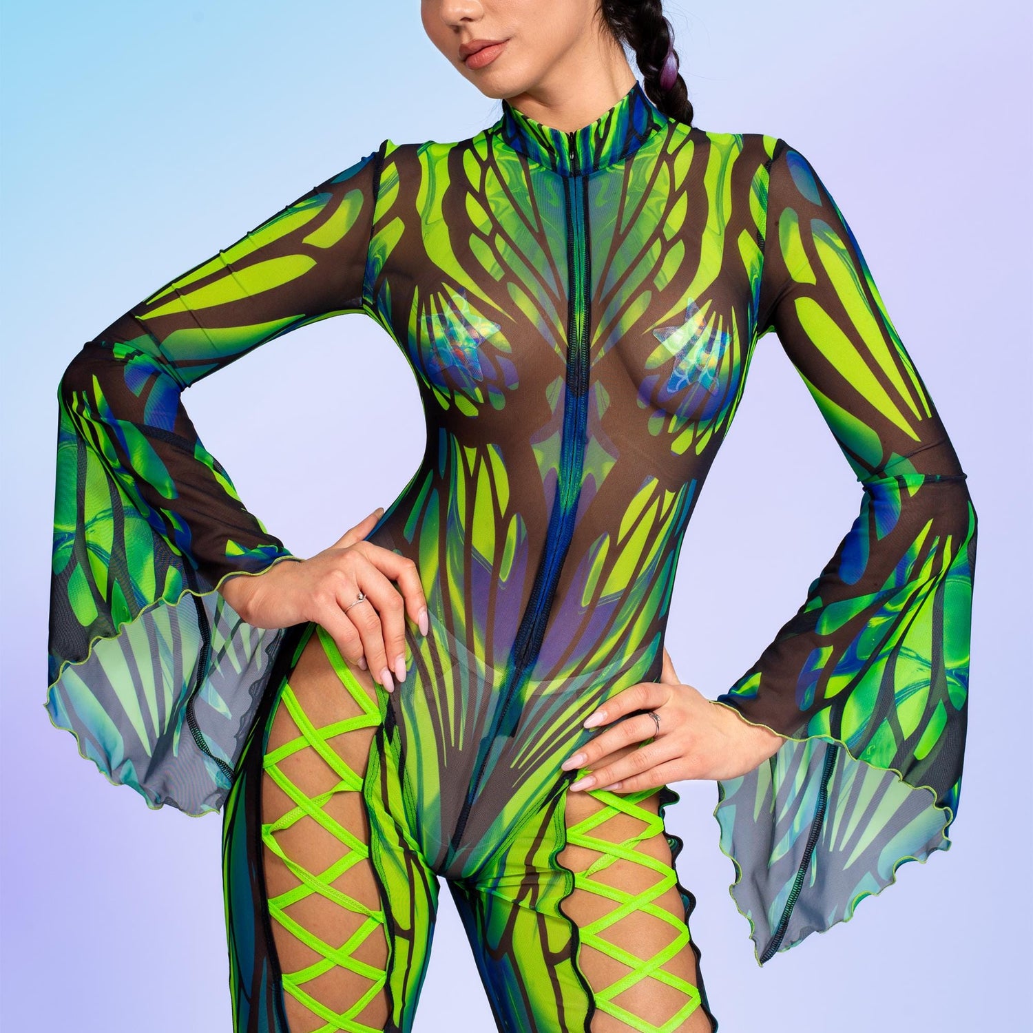 Fly Devine Criss-Cross Mesh Costume Mesh, UV Reactive