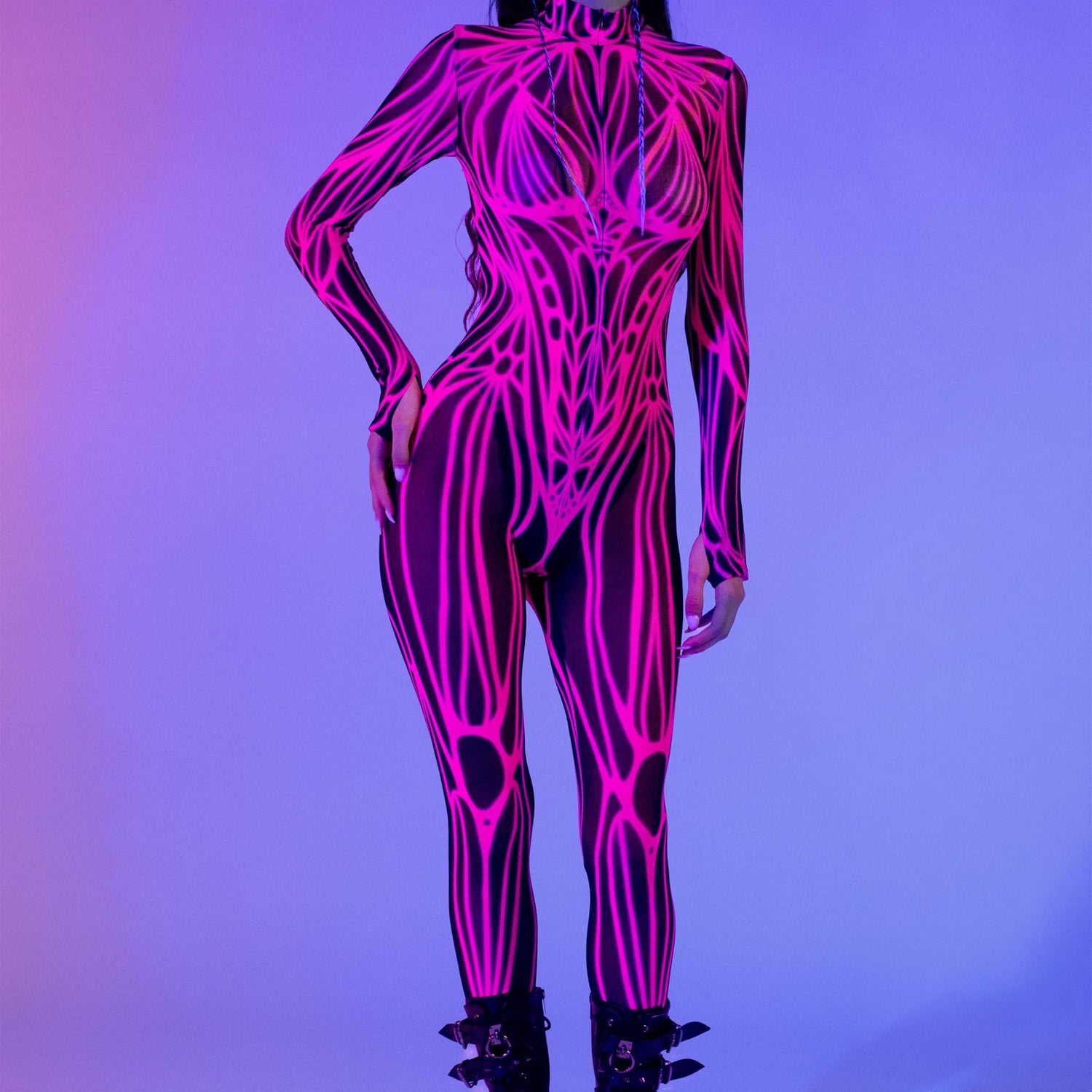 C Thru U Mesh Costume Black, Pink