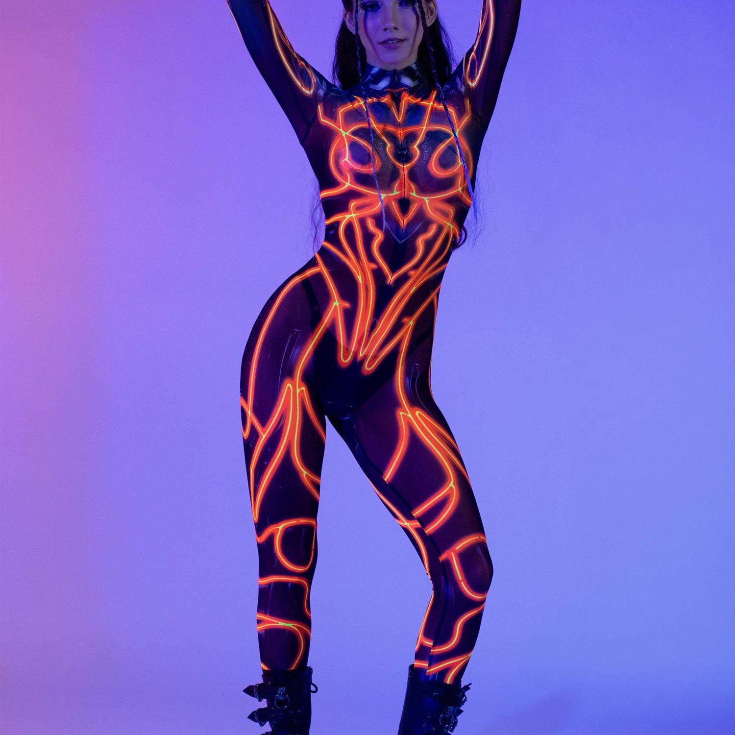 Ram Through Mesh Costume Blue, Orange