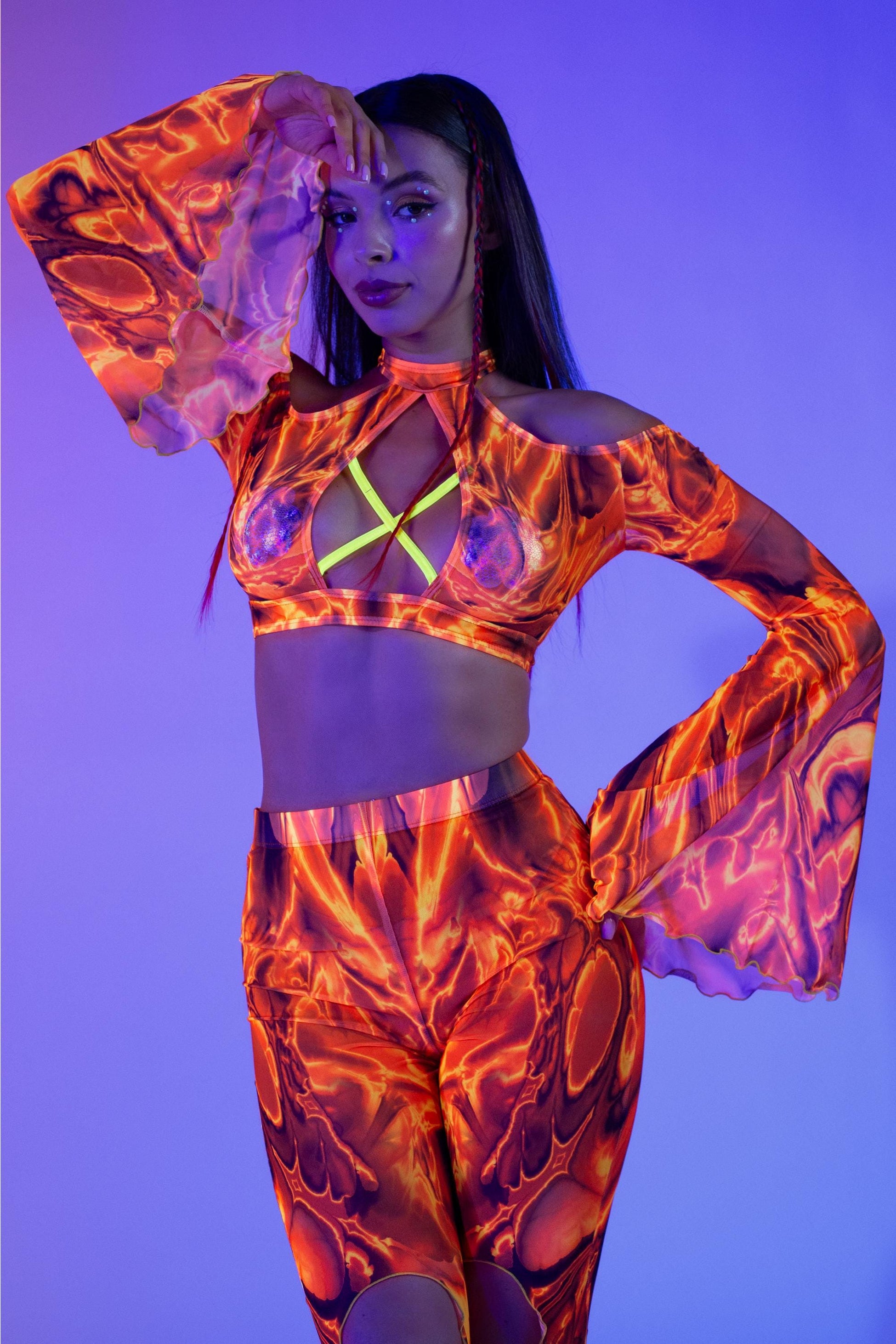 Up In Flames Cold Shoulder X Top 1