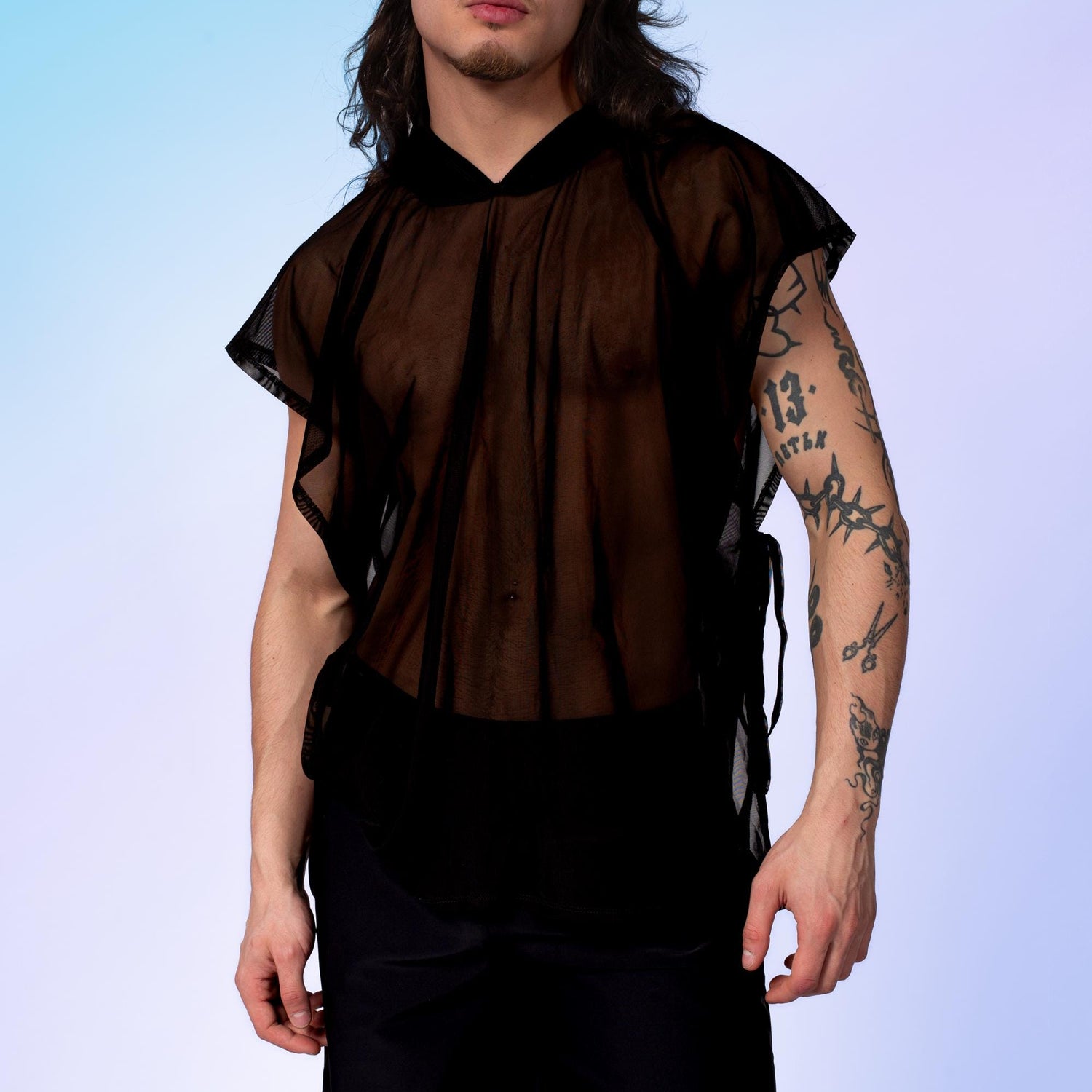 Just Black Male Hooded Rave Set Black