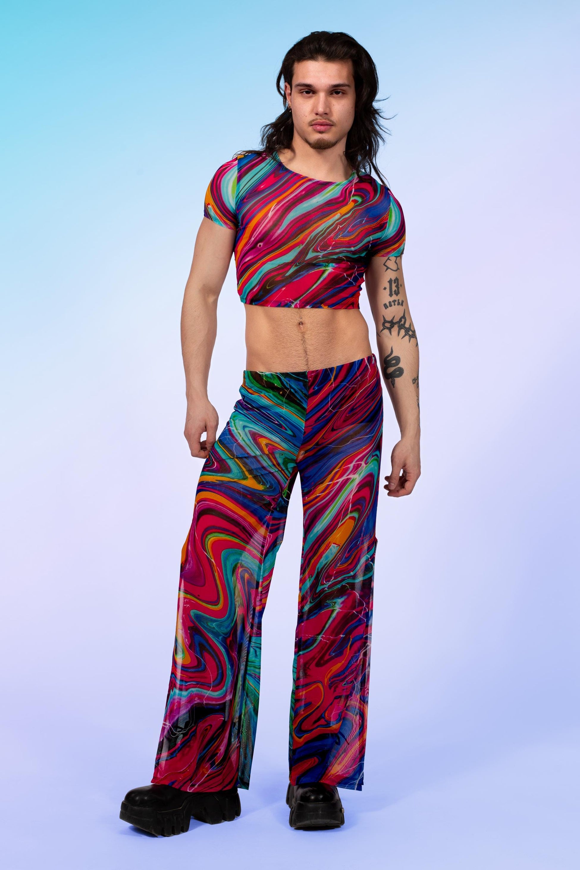 Vivid Vortex Male Mesh Crop Top 2