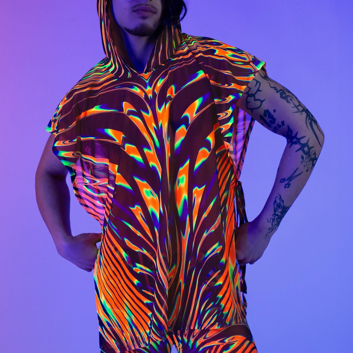 Men Photon Particle Mesh Male Split Pants