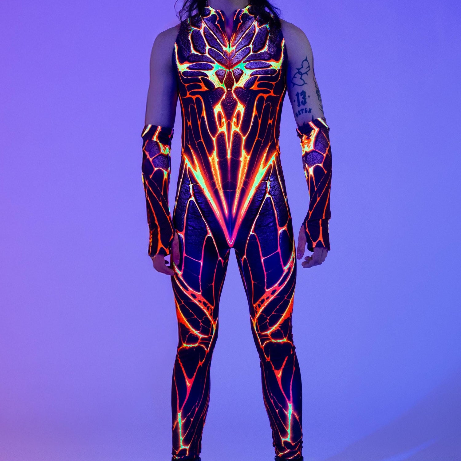 Vesuvius Male Sleeveless Costume Black, Orange