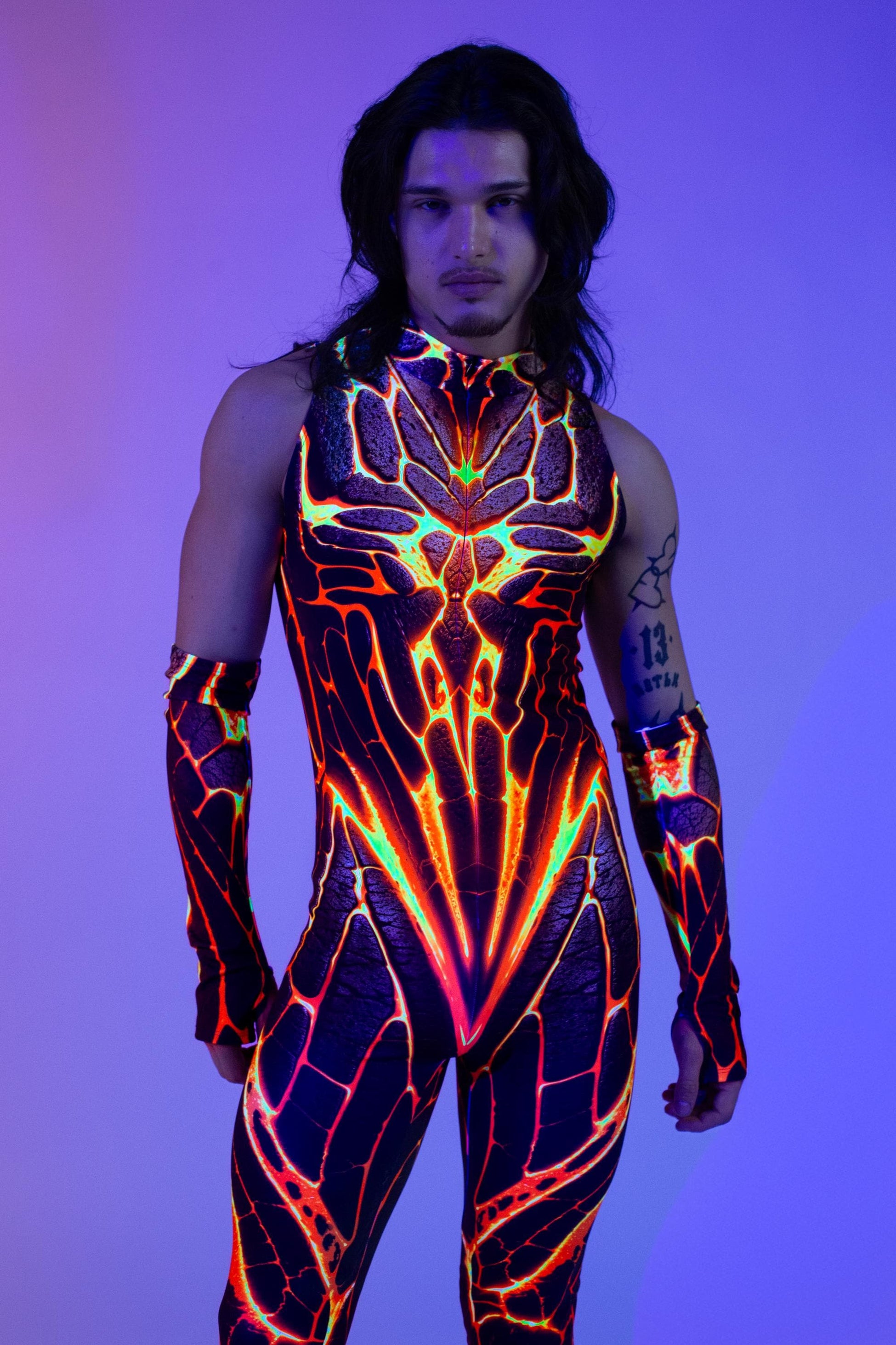 rave dress men Black Mirror Costume R they gonna hear u roar Men's Rave Outfits - Candy