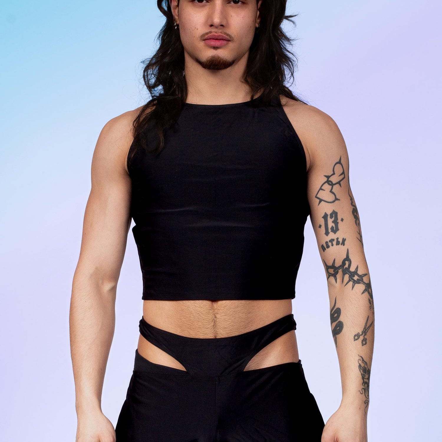 Just Black Male Halter Cutout Set