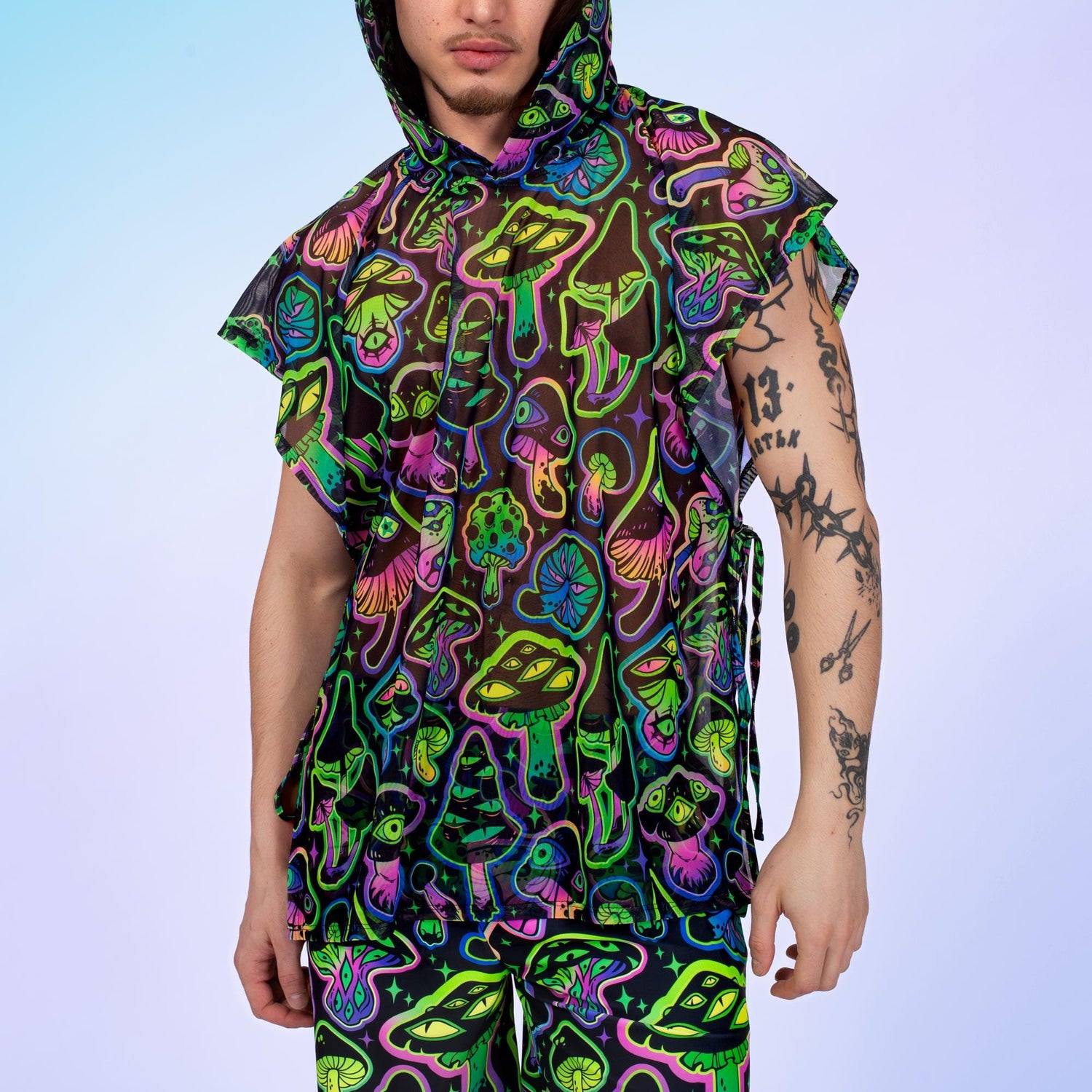 Shiitake Male Hooded Rave Set Black, Yellow