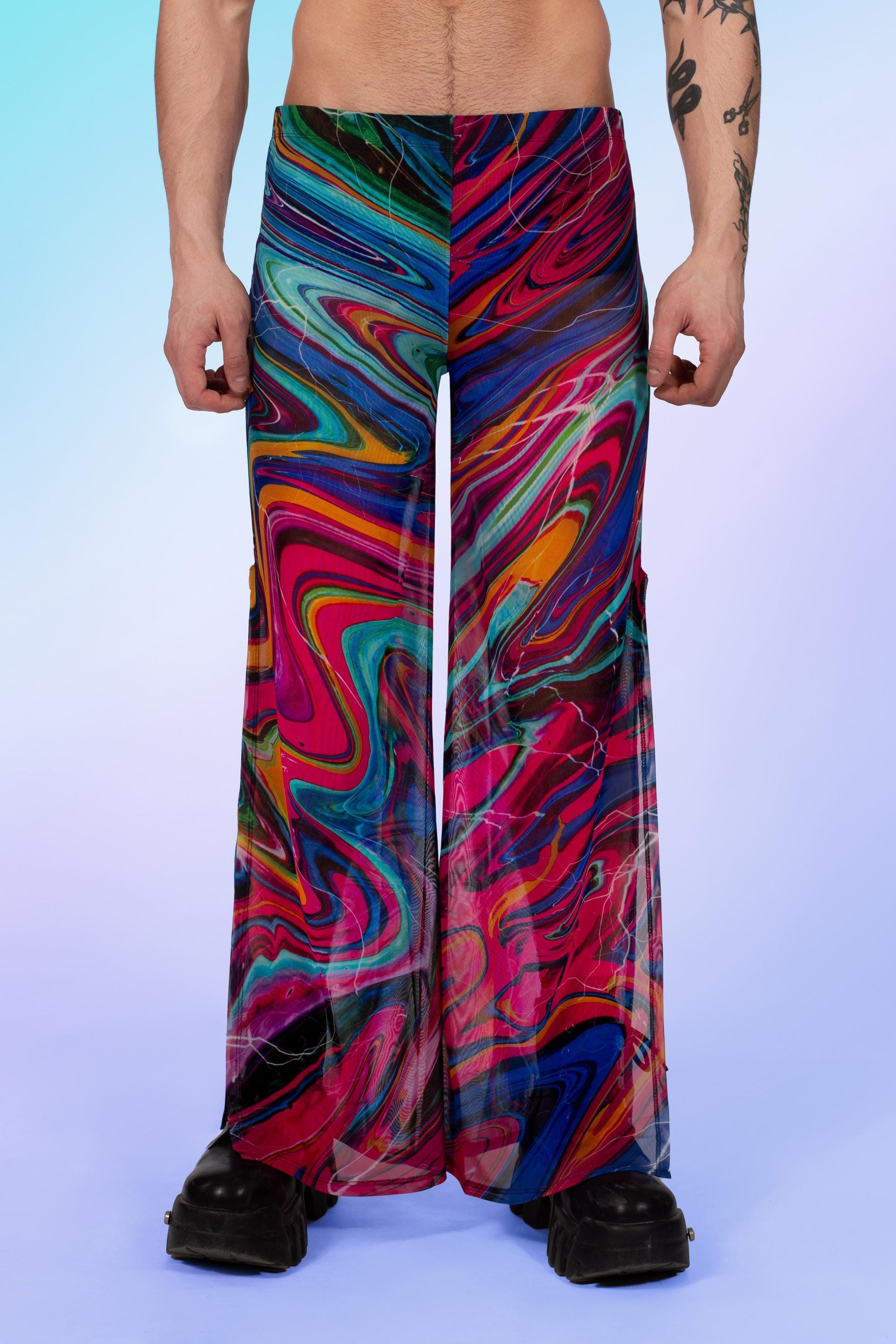 Vivid Vortex Mesh Male Split Pants 1