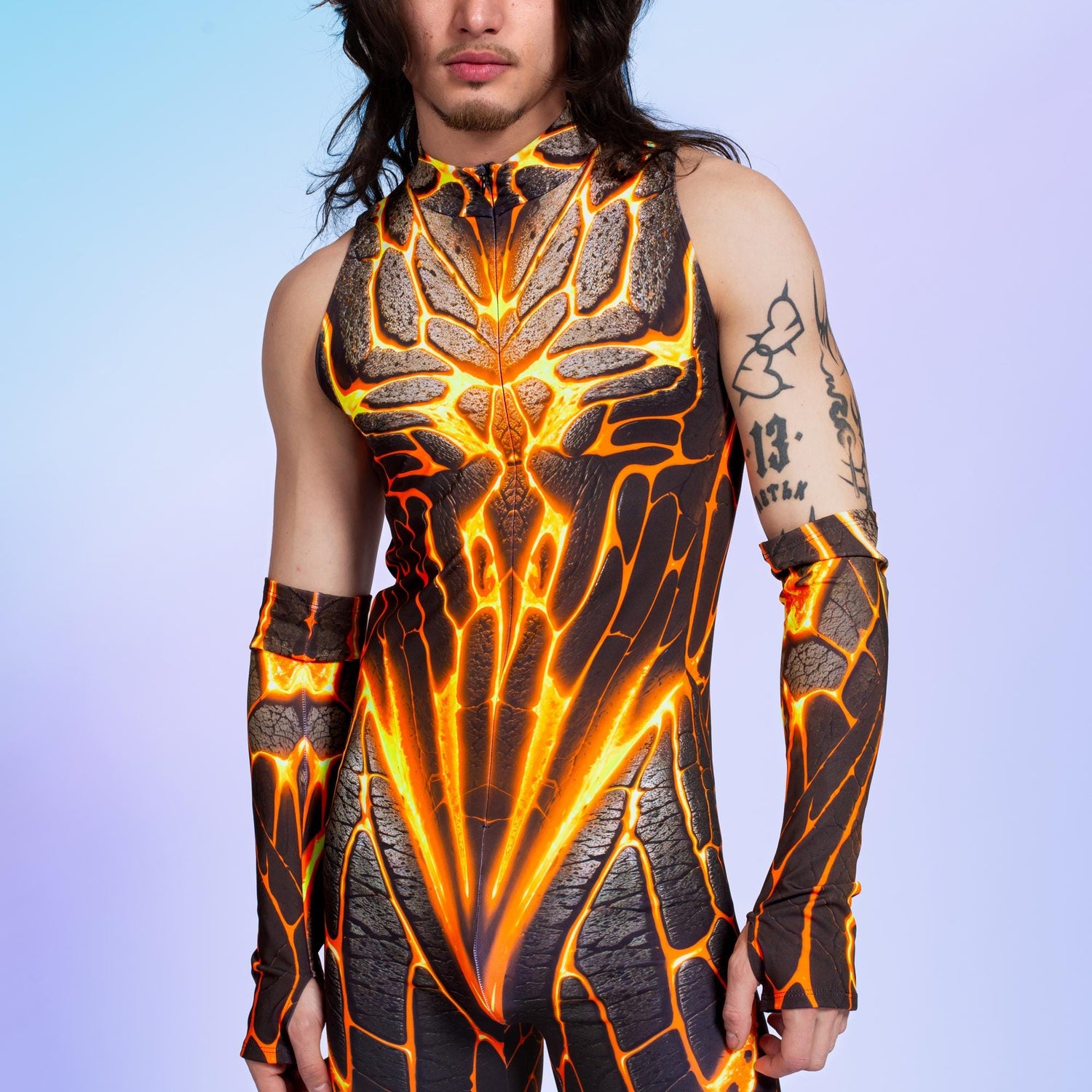 Vesuvius Male Sleeveless Costume Lycra, UV Reactive