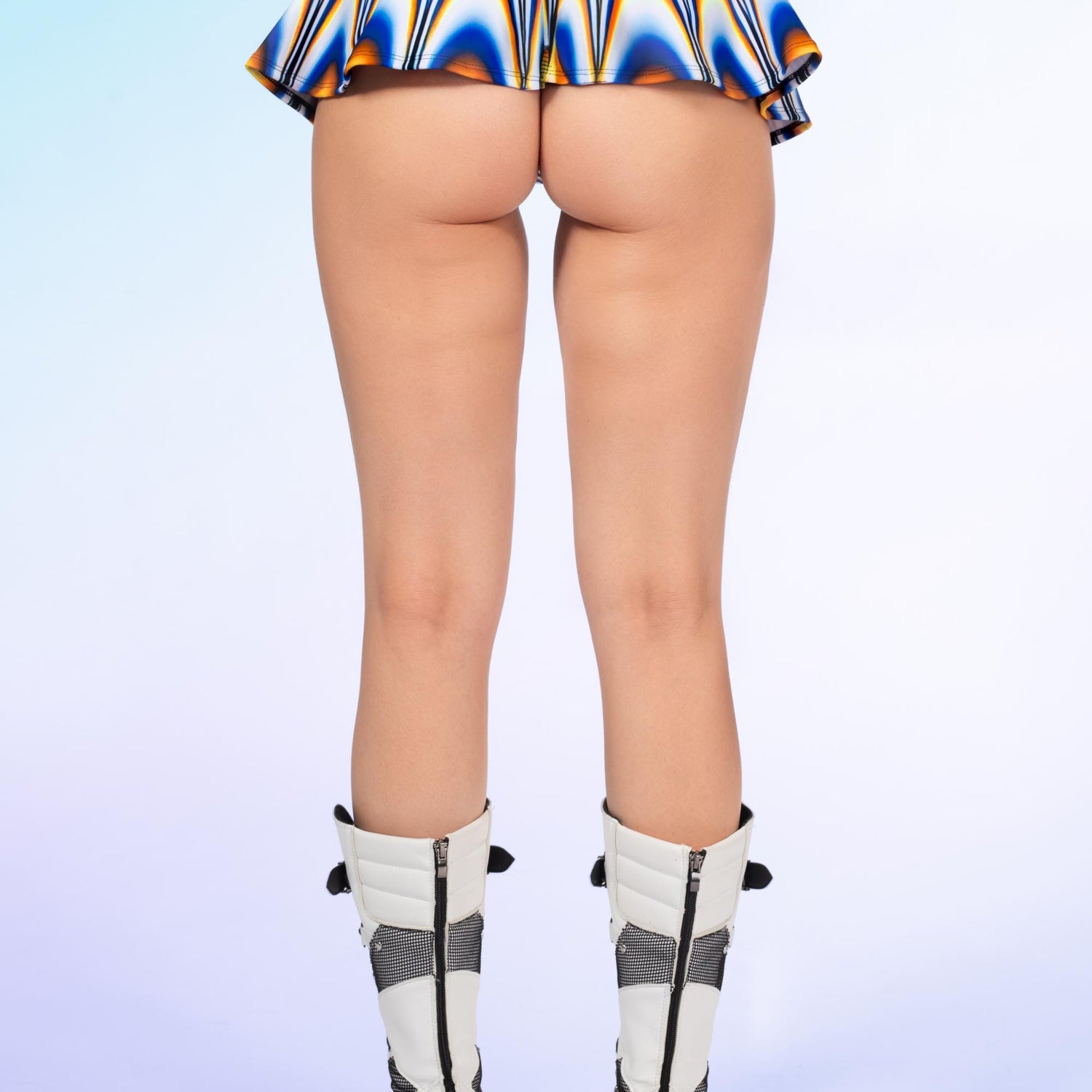 Entrance U Micro Buckle Skirt Blue, White
