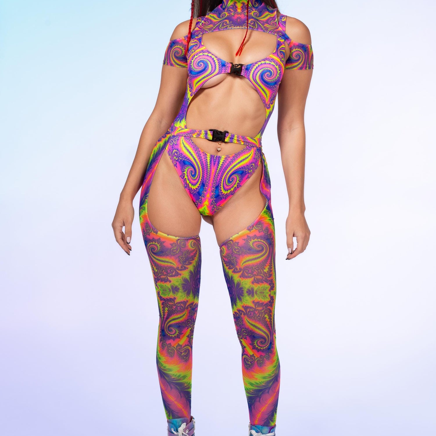 SwirlyPop Buckle Bodysuit Pink, Purple