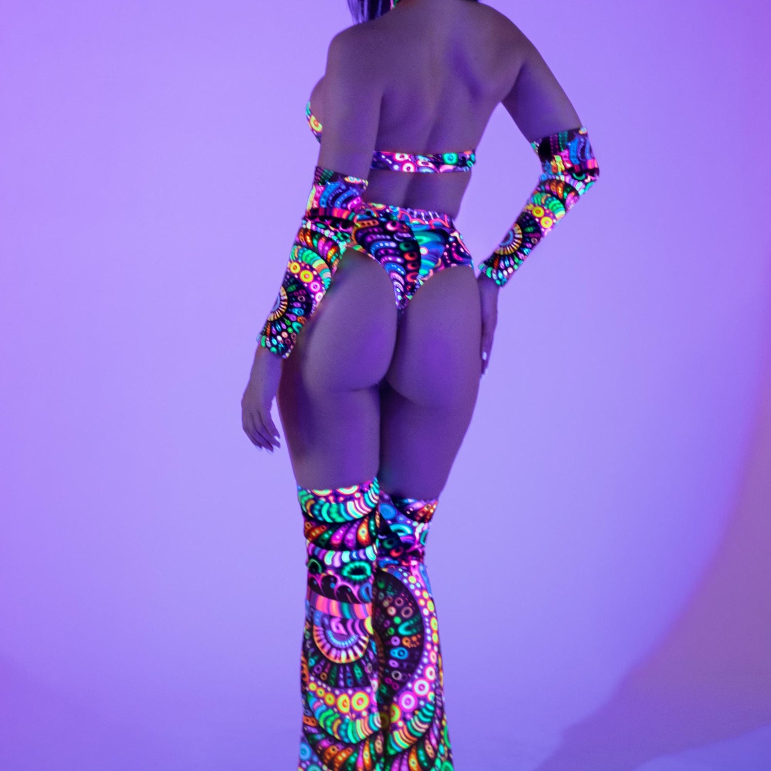 All Seeing Flared Bikini Chaps Set Blue