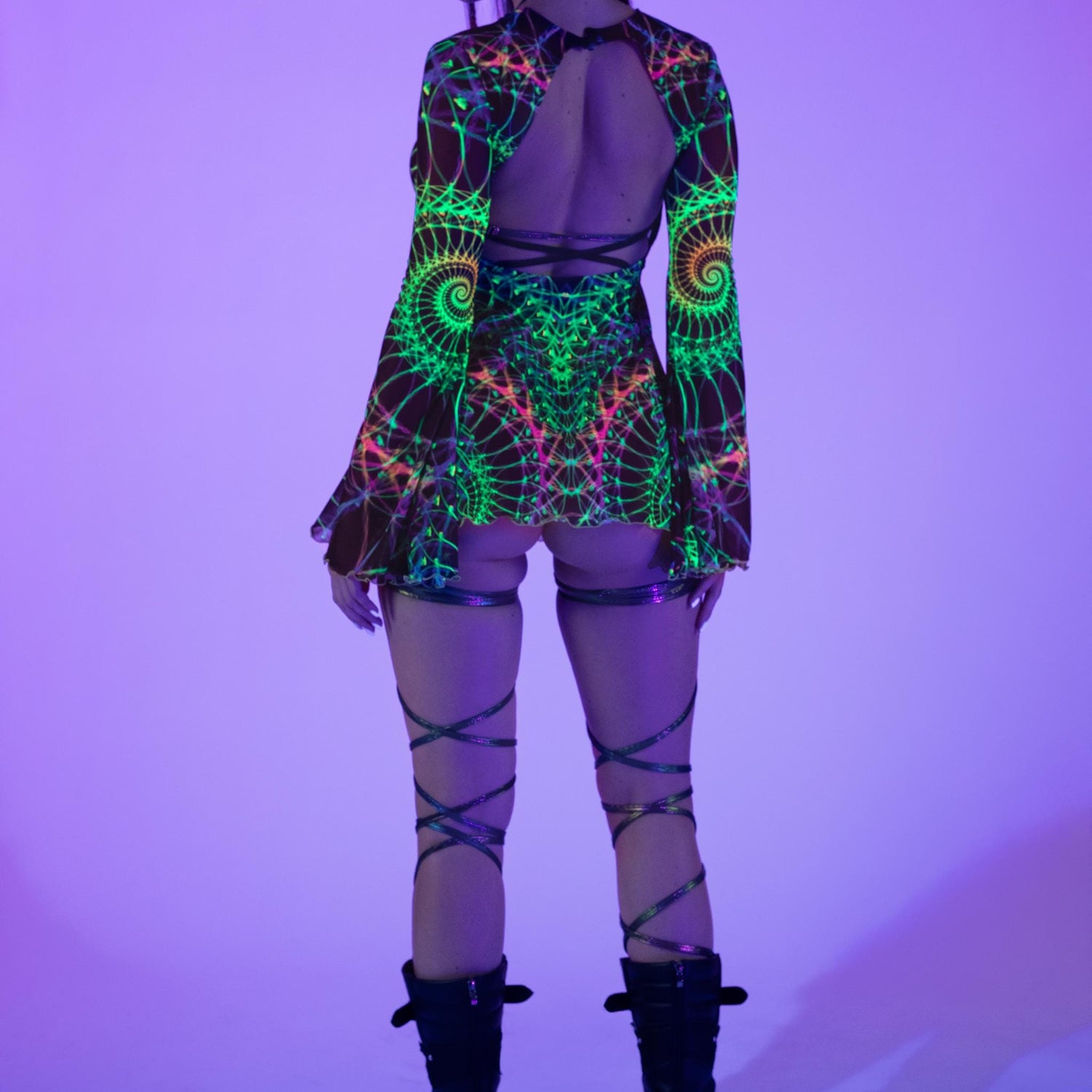 Fractal Fever Open Back Dress Festival