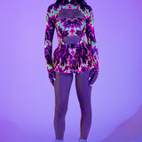 Neon Fractal Open-Heart Buckle Set