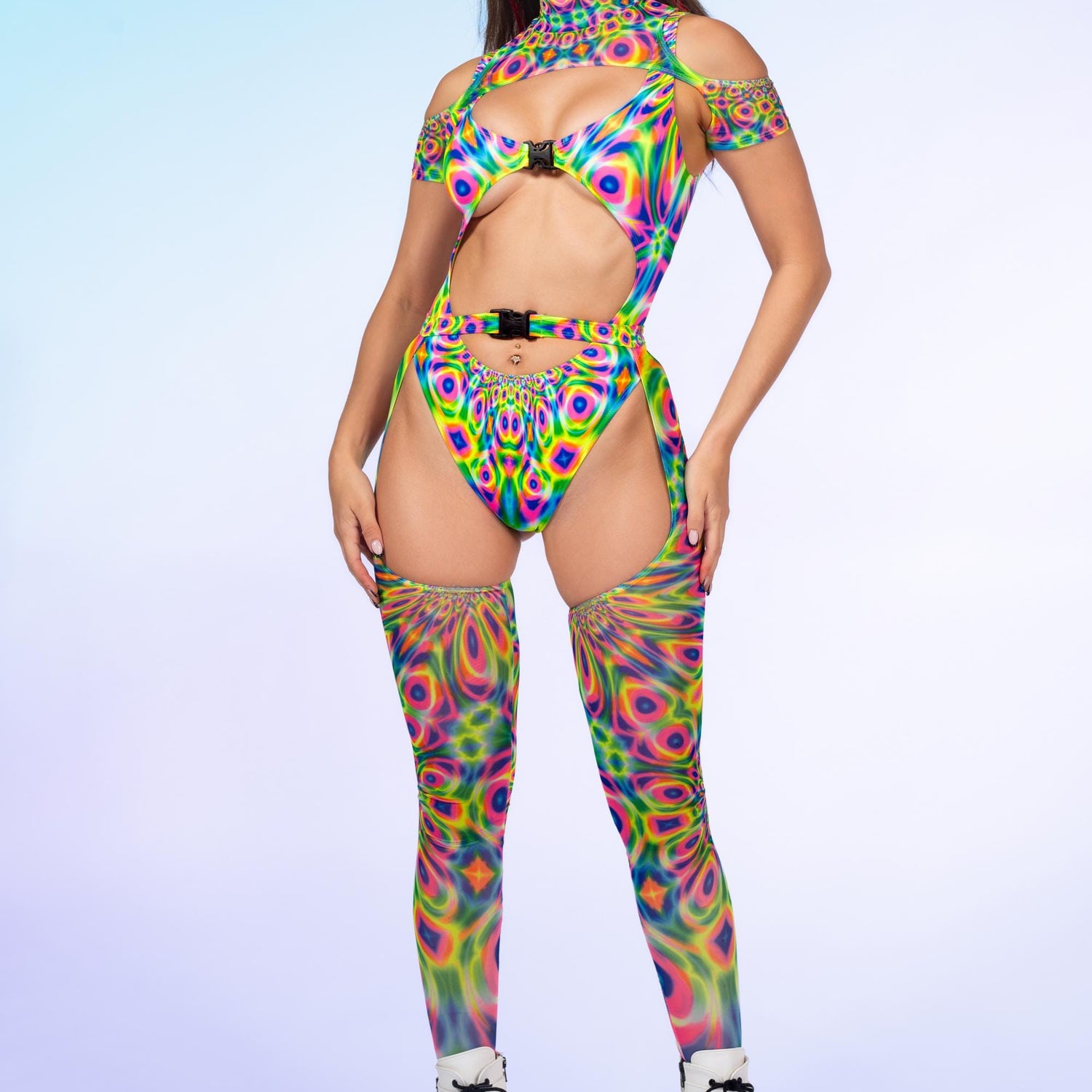 Women Prismatic Pulse Buckle Bodysuit