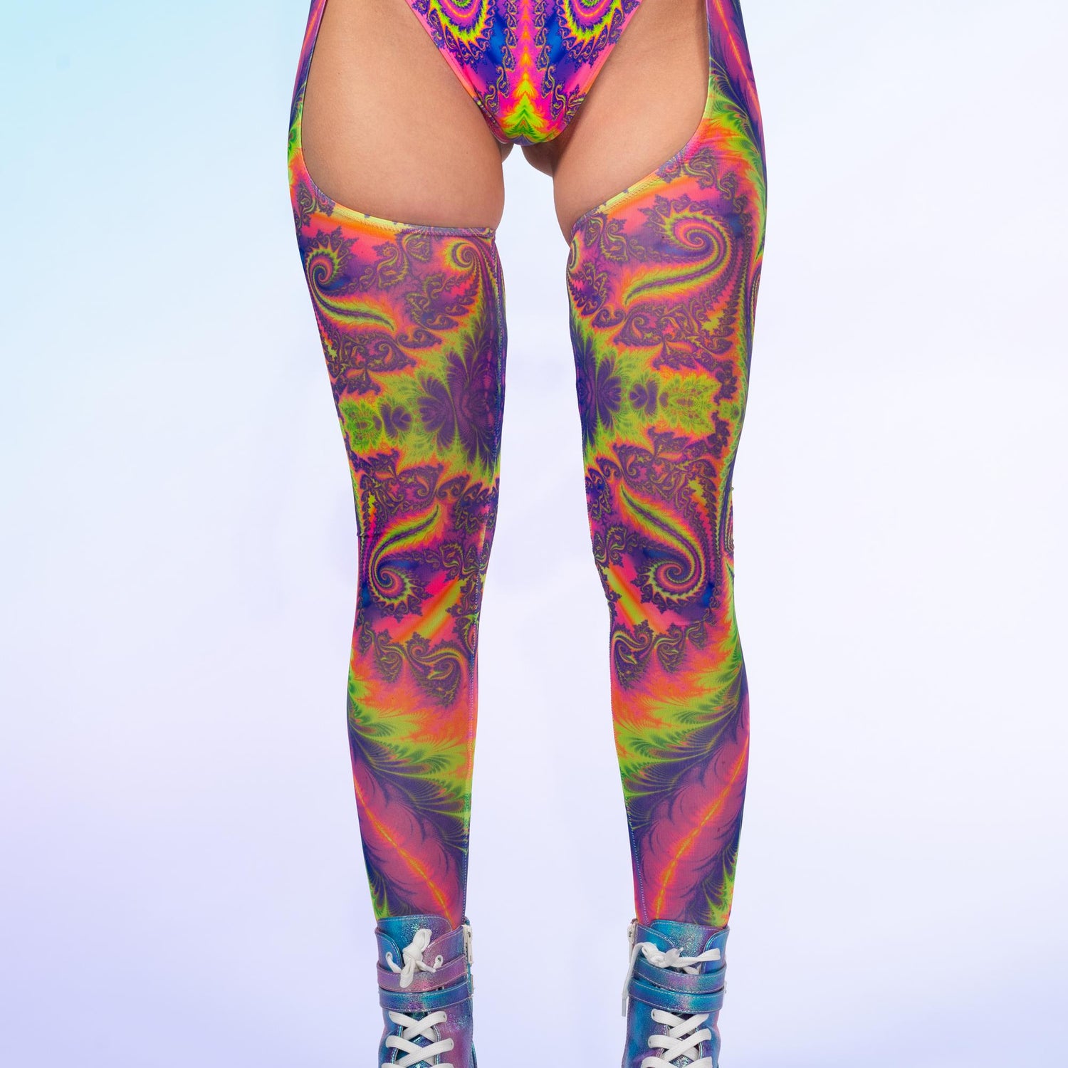 SwirlyPop Buckle Bodysuit Lycra, UV Reactive