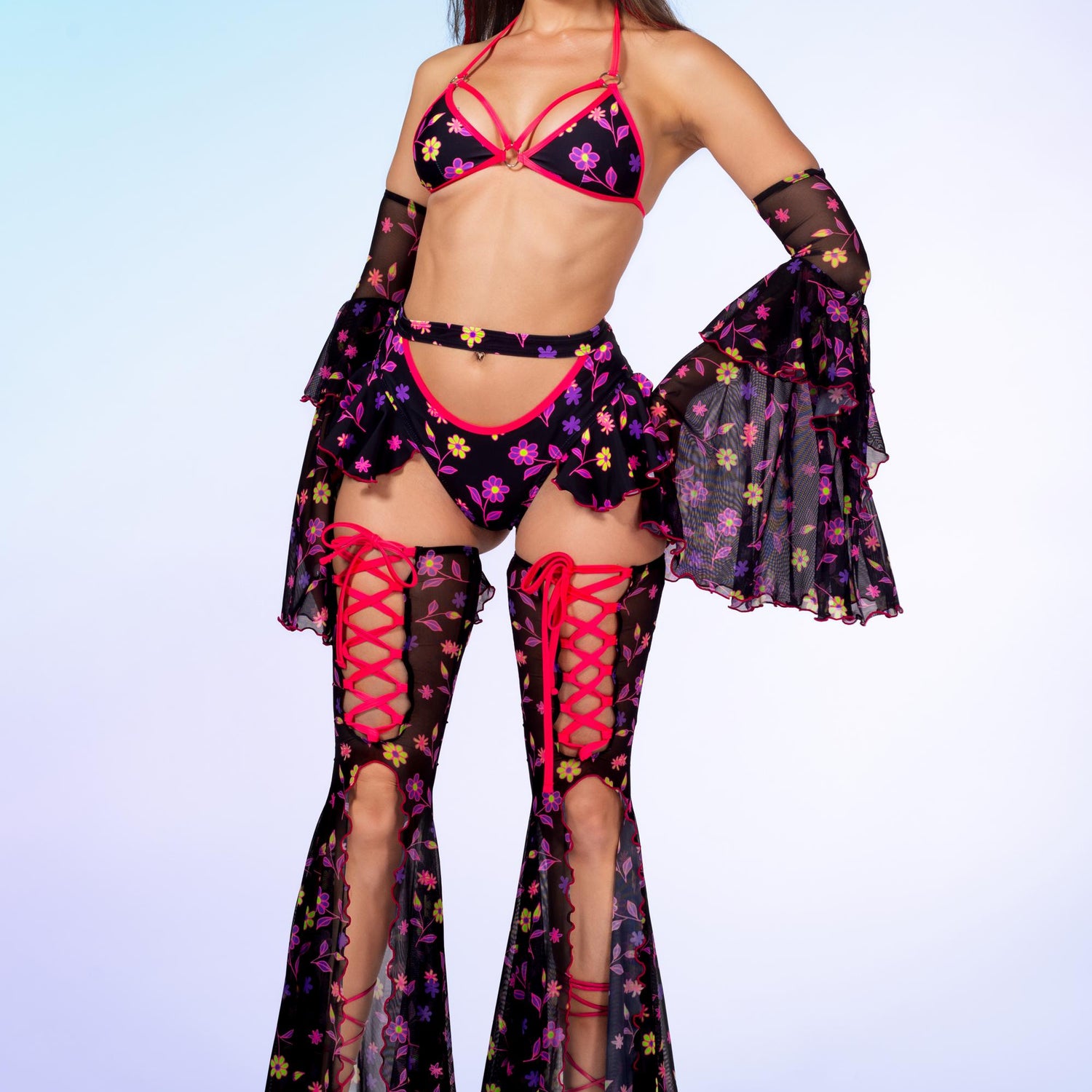 Women Bloom Glow Butterfly Ruffled Set