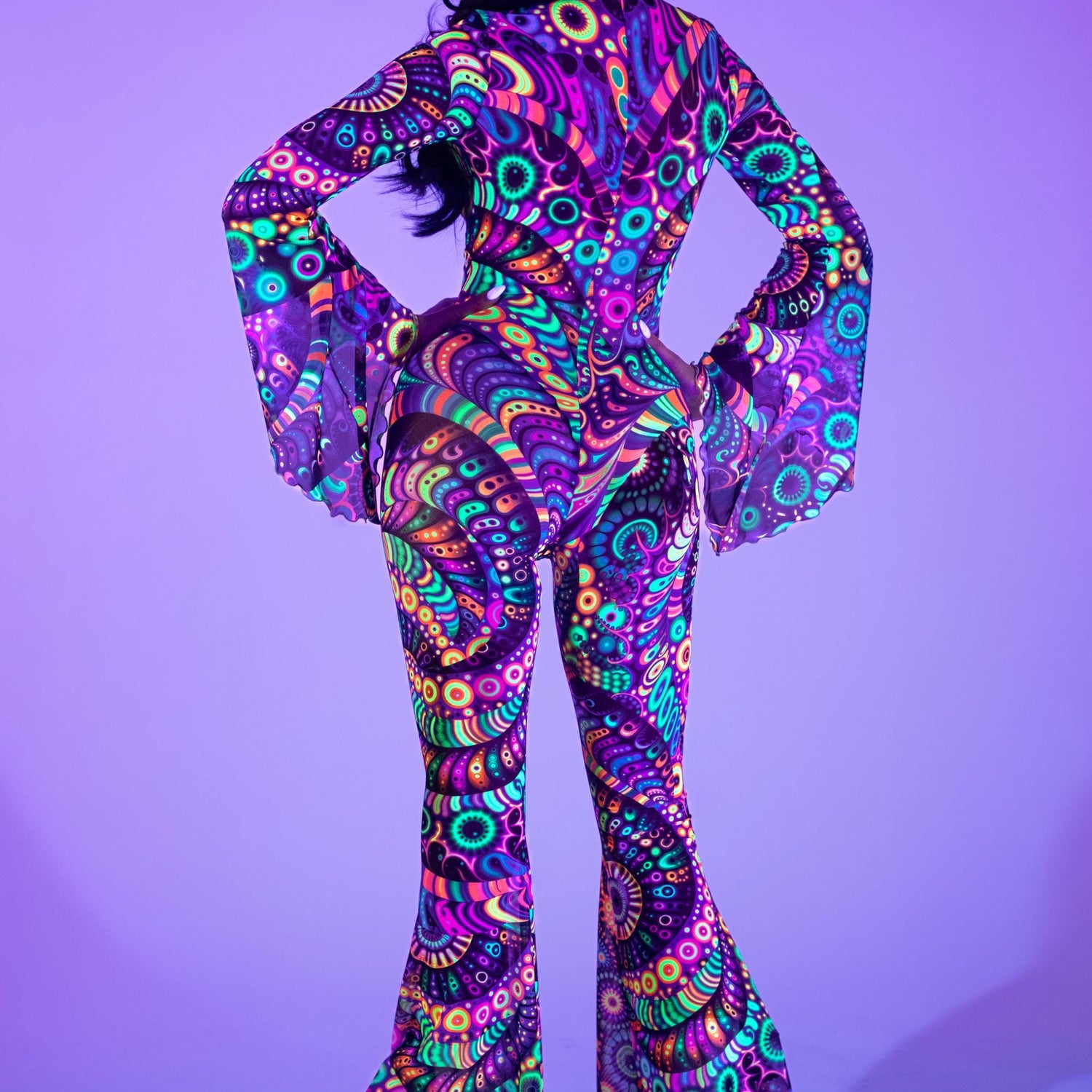 All Seeing Flared Mesh Costume Green, Orange, Pink