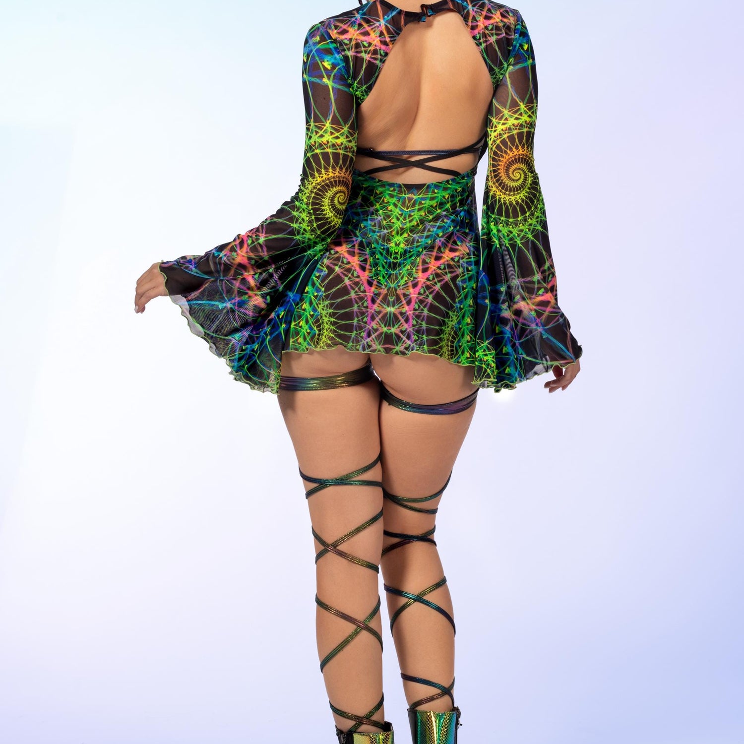 Fractal Fever Open Back Dress 6