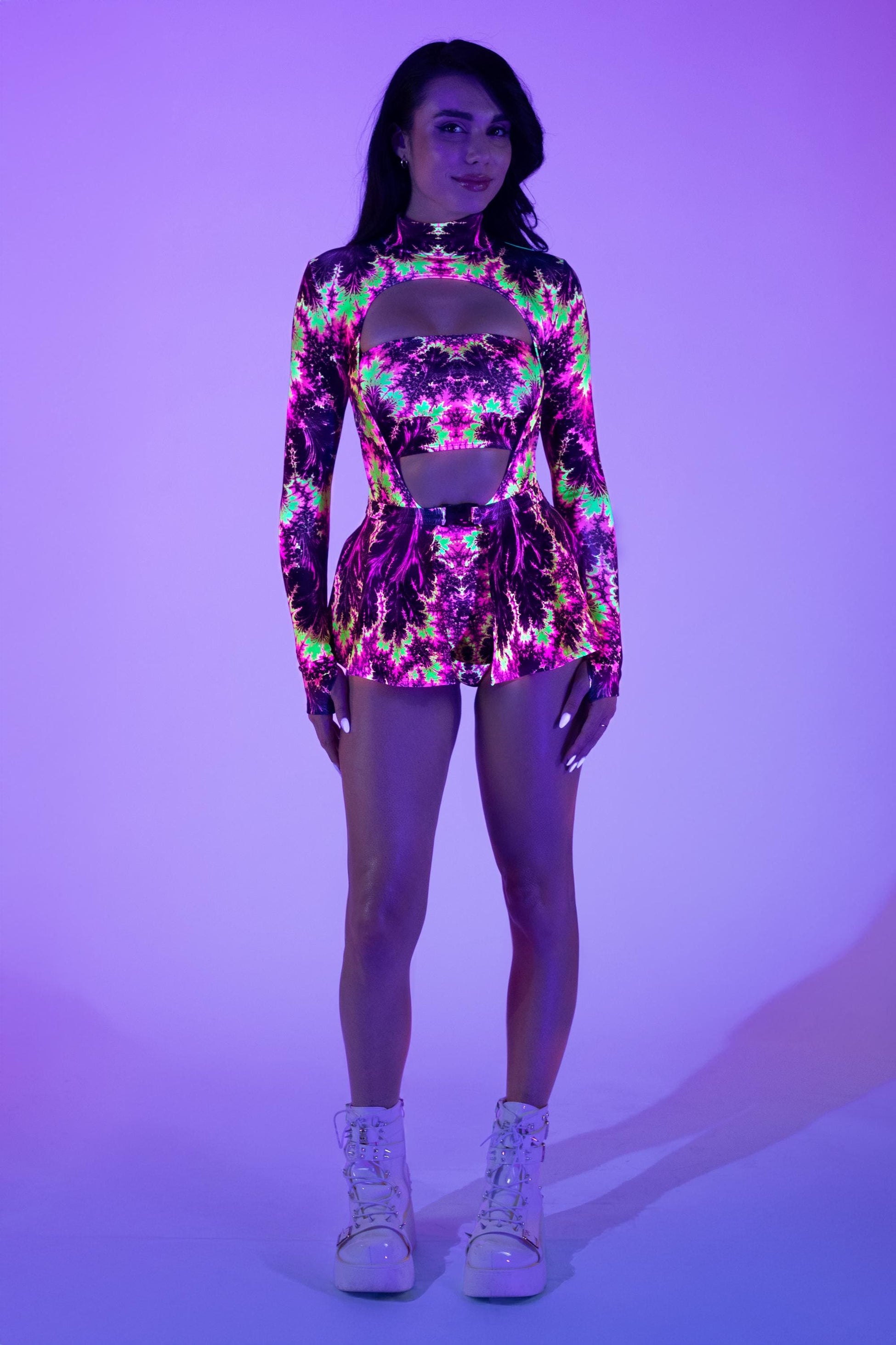 Neon Fractal Open-Heart Leotard 2