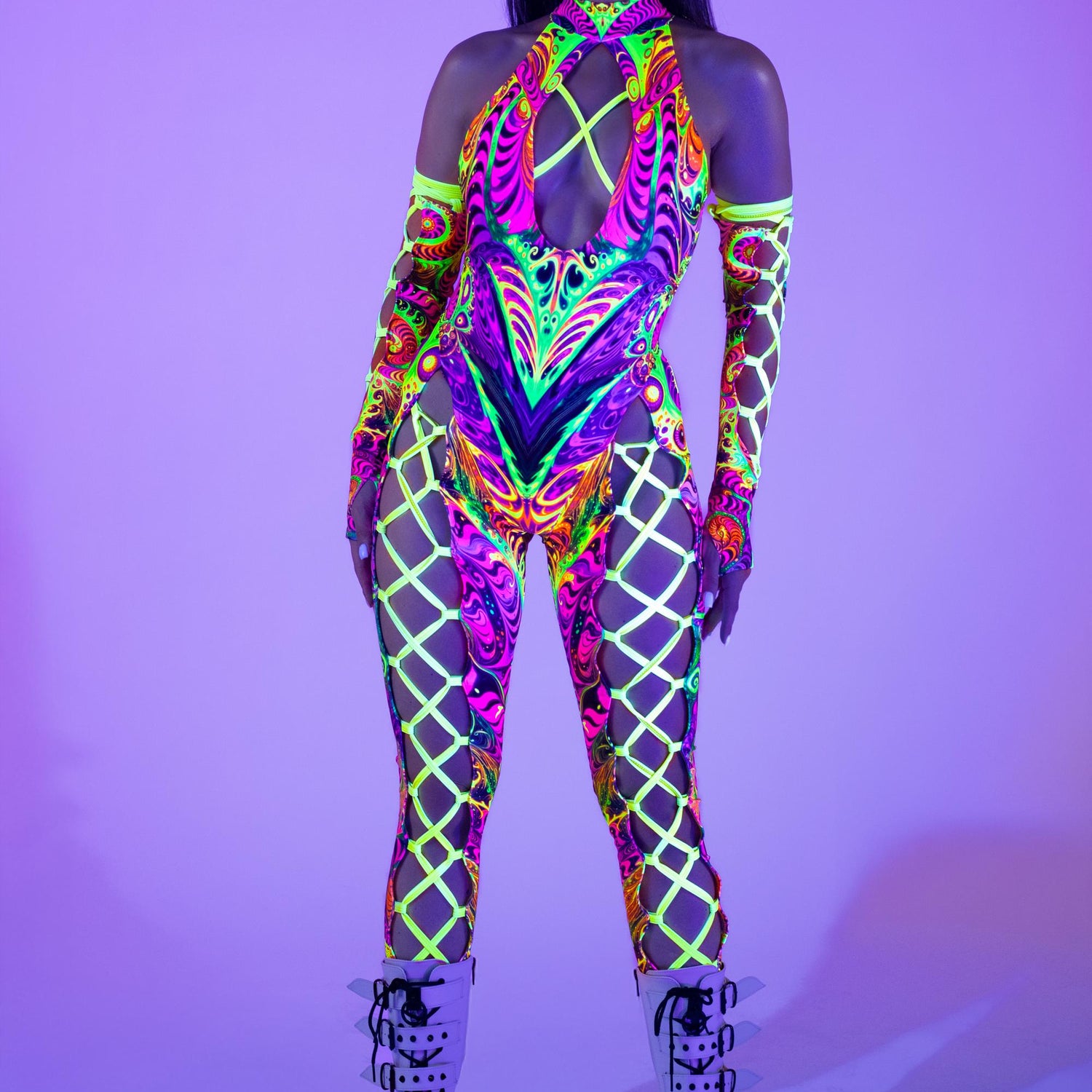 Headspinner Criss-Cross Jumpsuit Purple, Yellow
