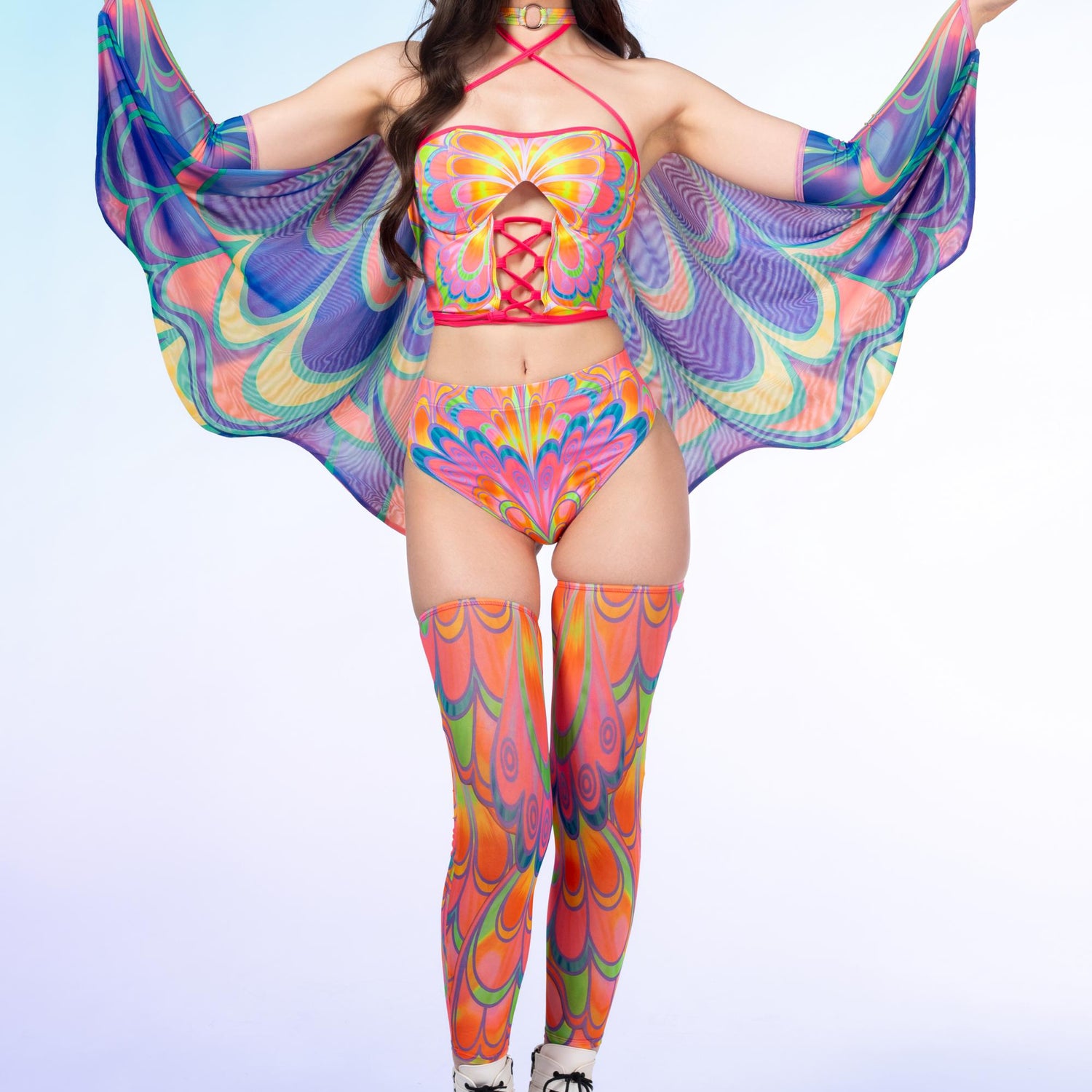 Flutterbell Corset Top Lycra, UV Reactive