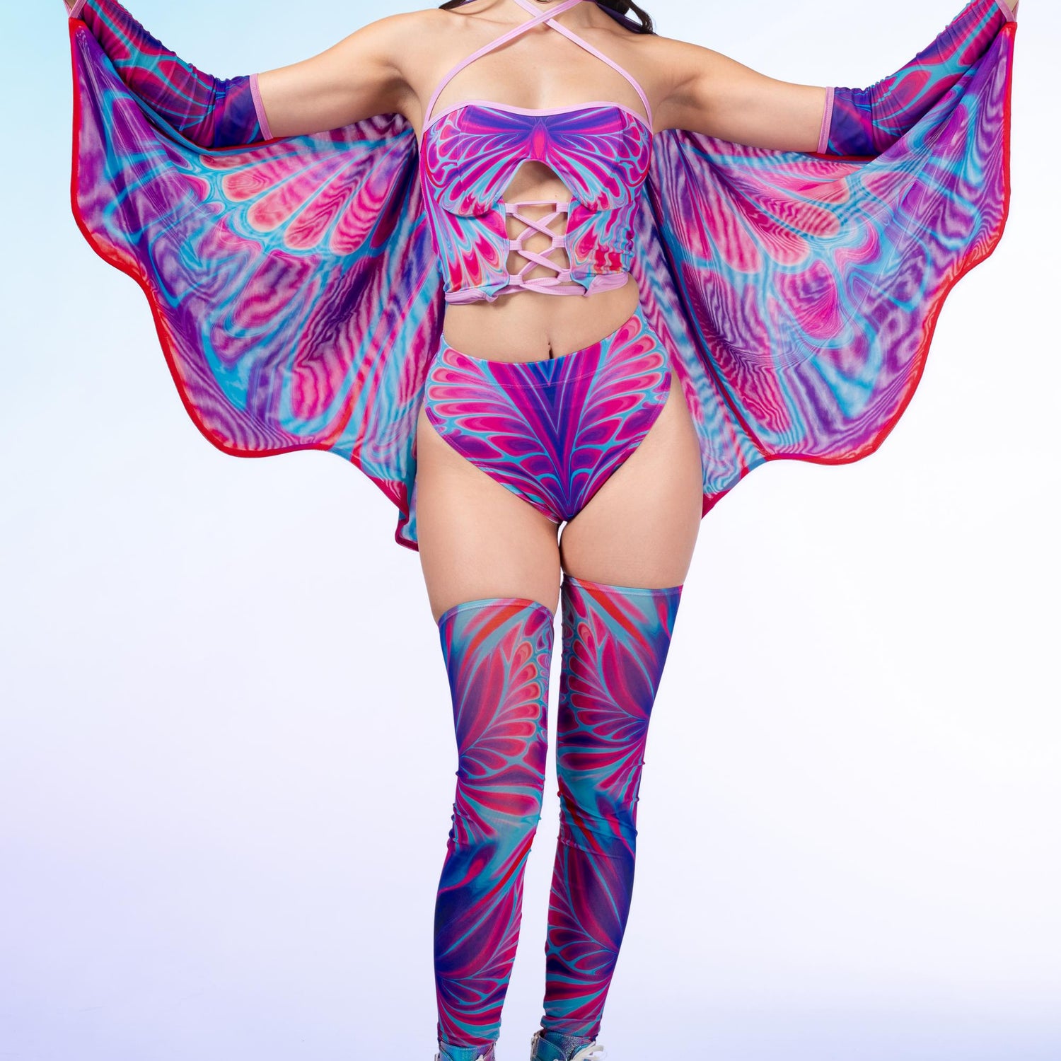Winged Purple Corset Top Blue, Purple