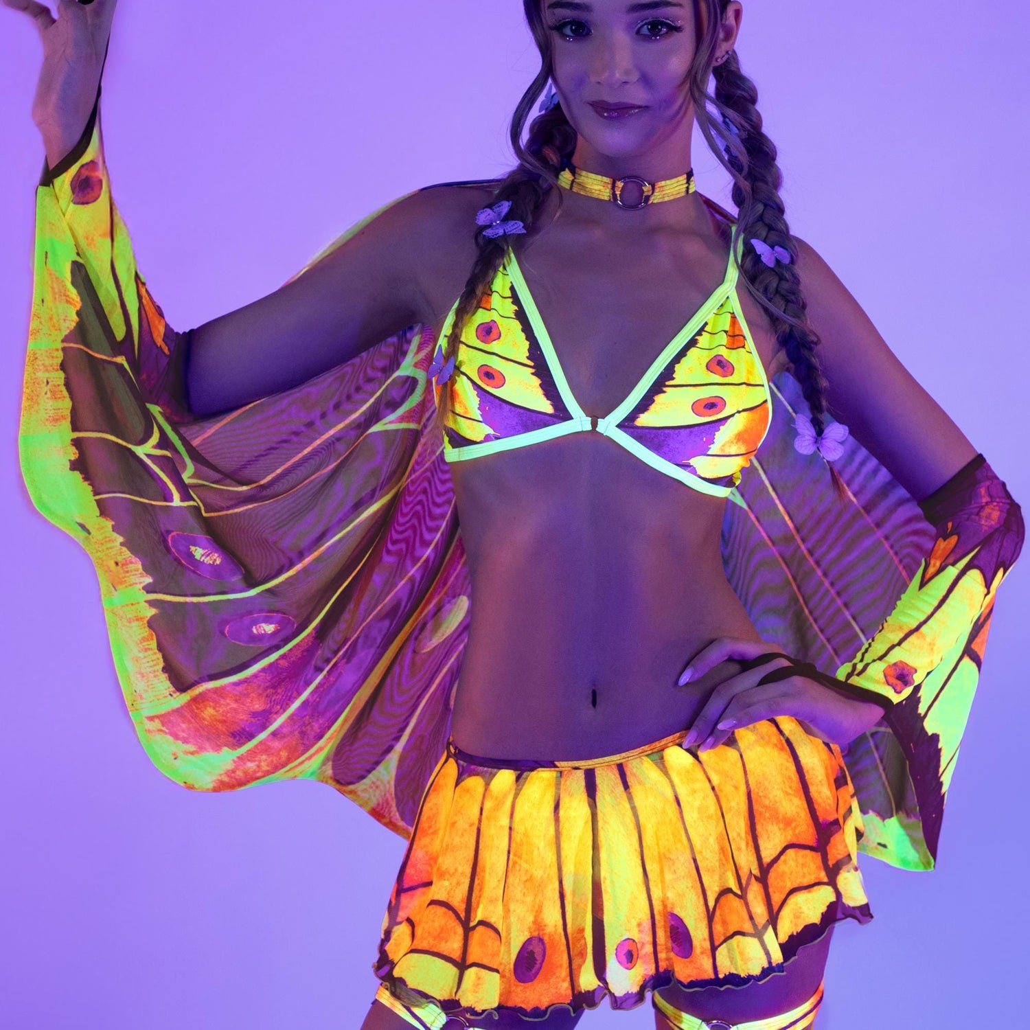 Drawn for Flight Ring Bralette Top Lycra, UV Reactive