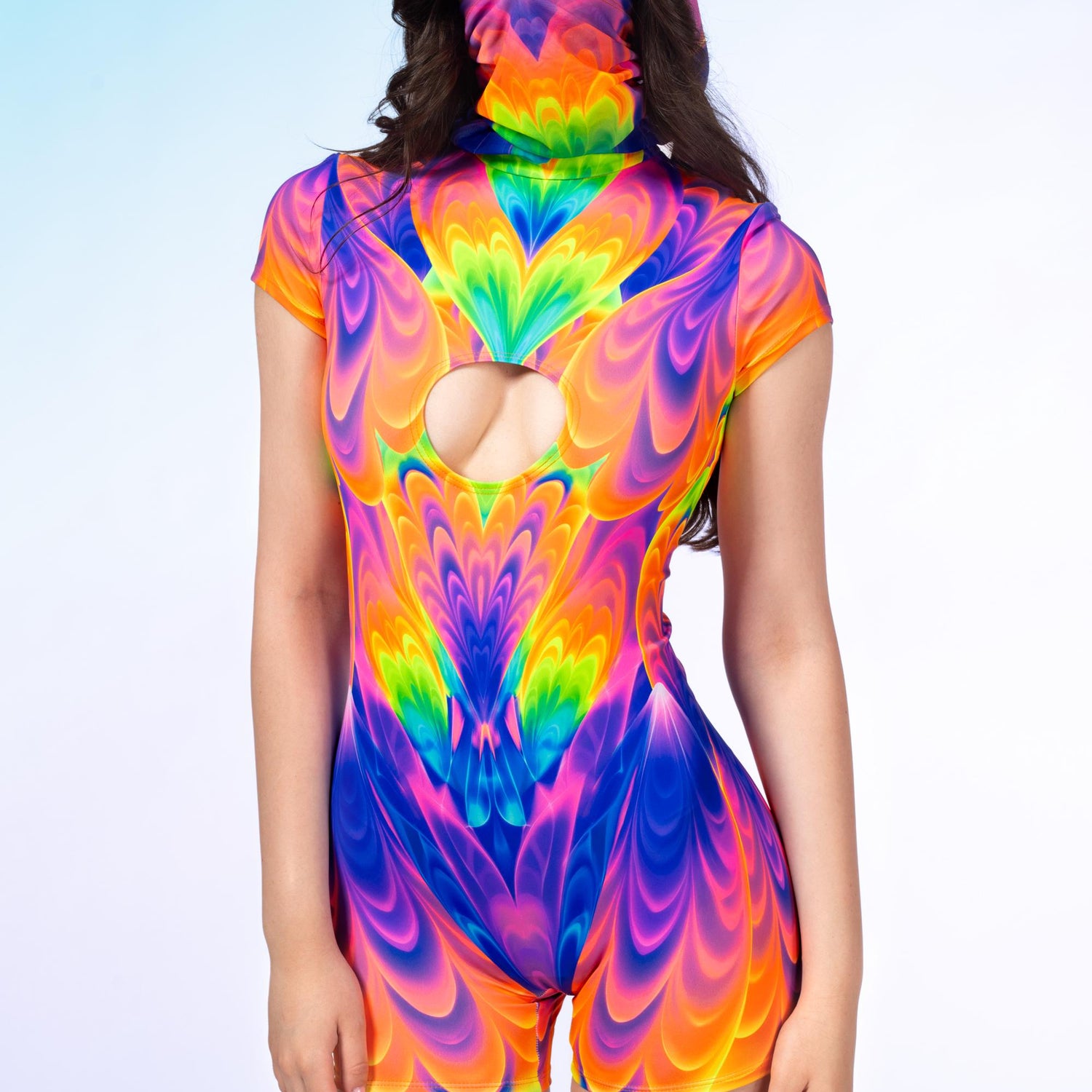 Carnival Short Sleeve Romper Lycra, UV Reactive