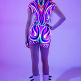 Vibrant Flow Short Sleeve Romper