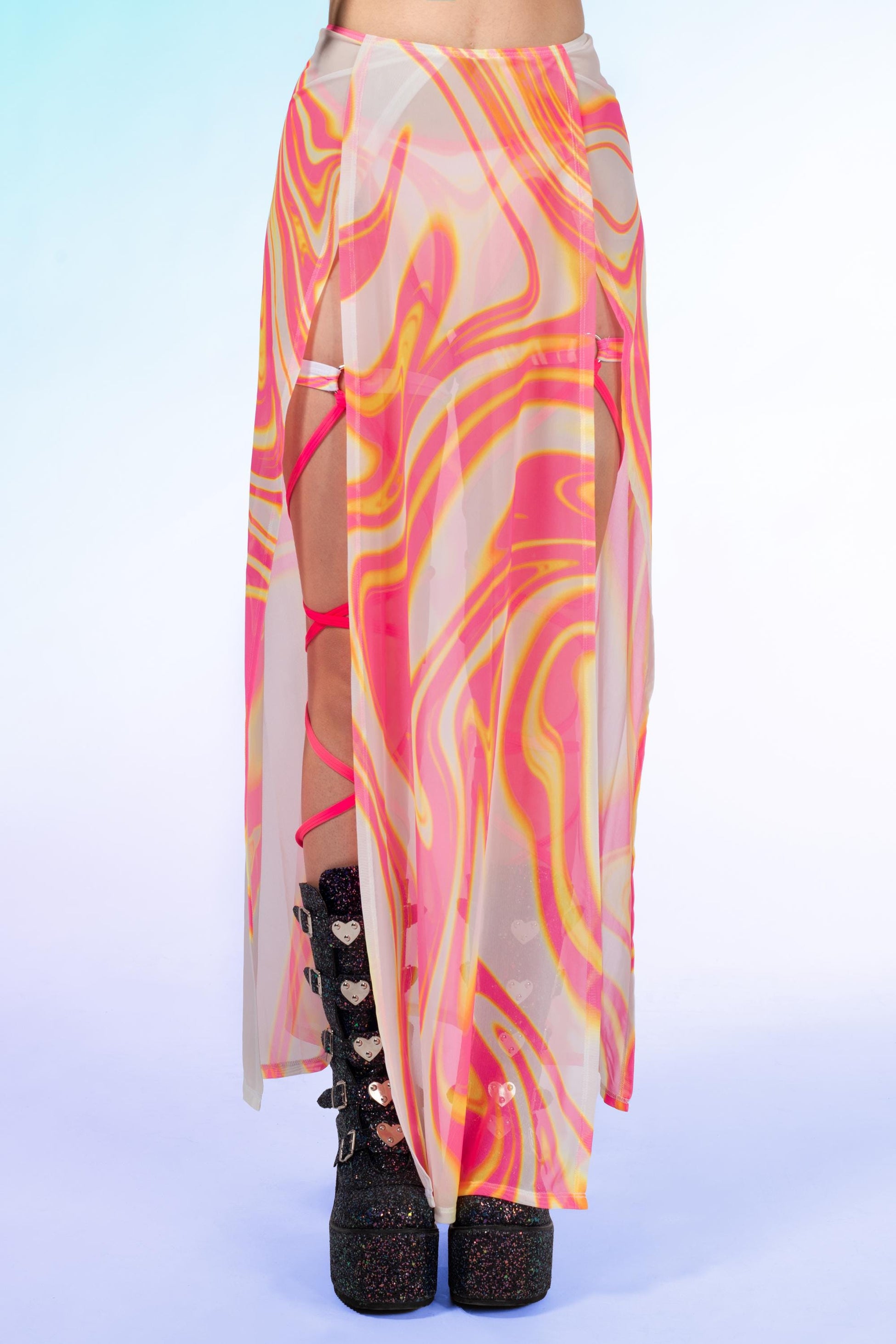Pink Glaze Mesh Duster Skirt 1