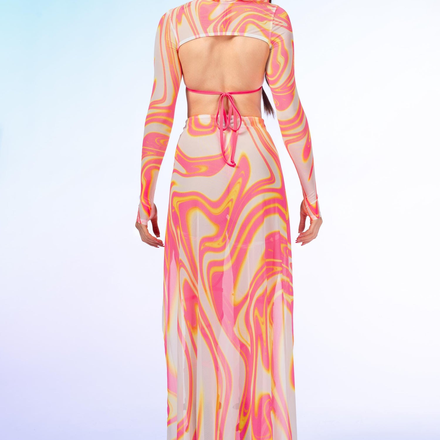 Pink Glaze Duster Skirt Set Festival