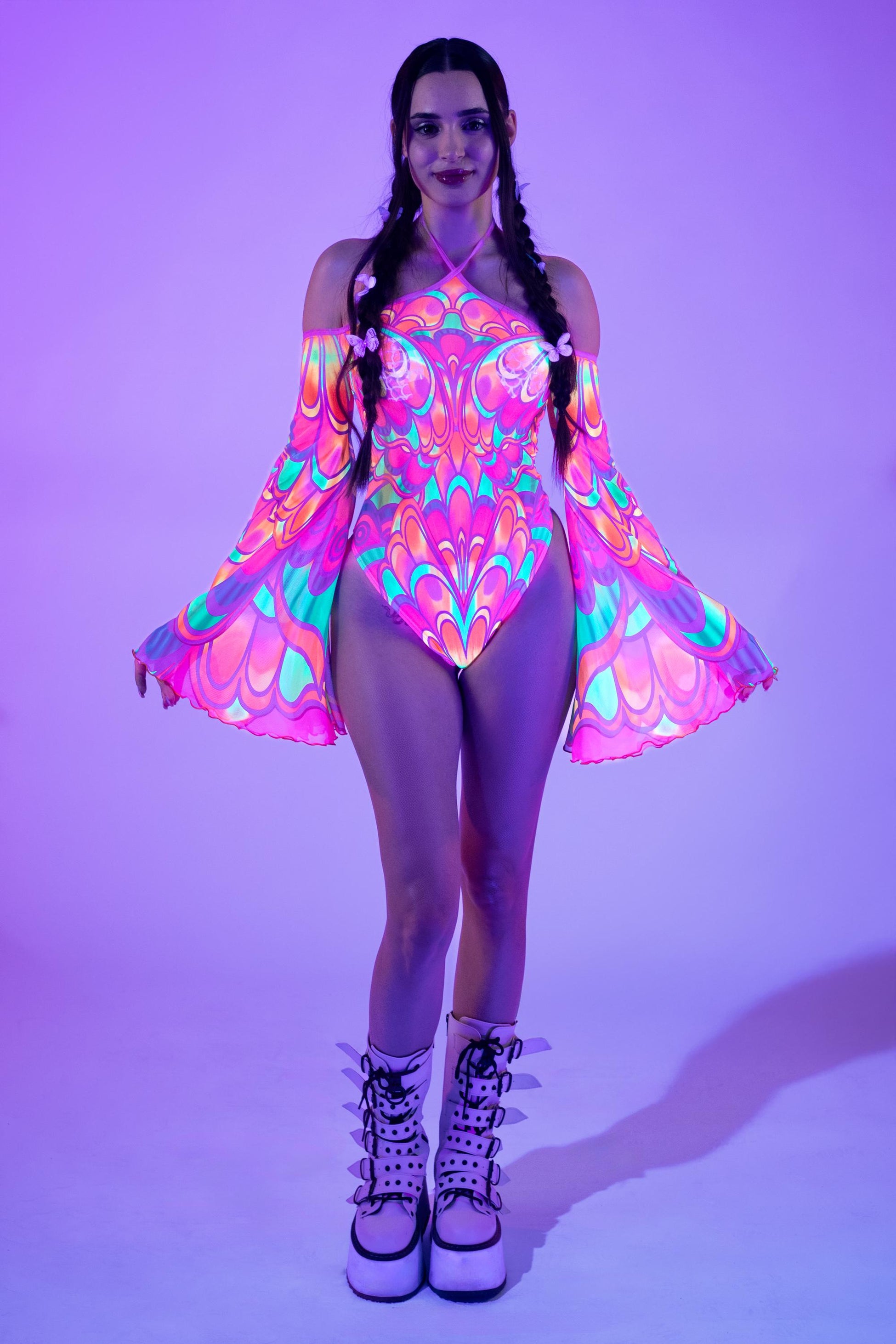 Flutterbell Mesh Flared Bodysuit 2