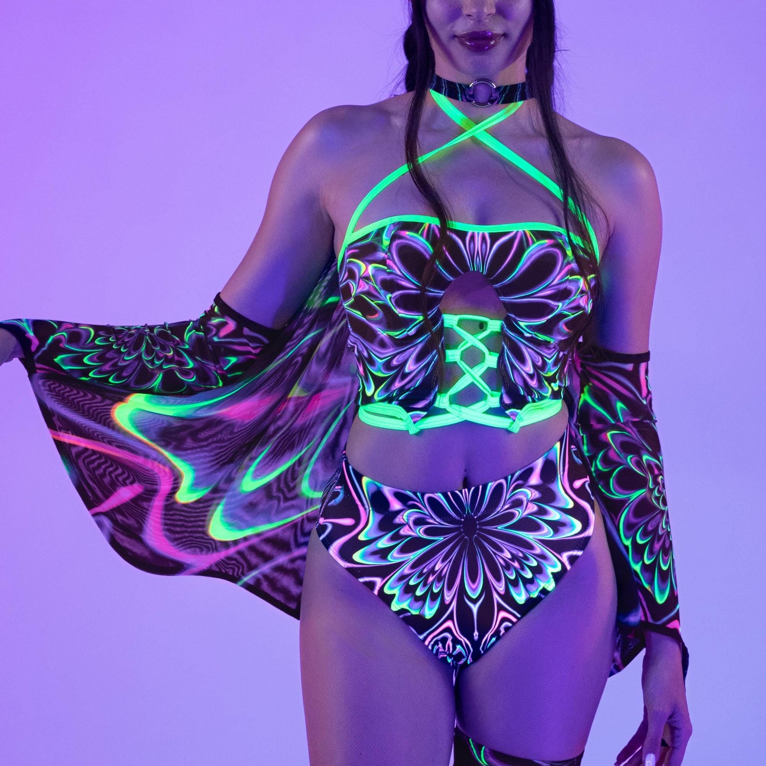 Wavelength Mesh Wings Lycra, Mesh, UV Reactive