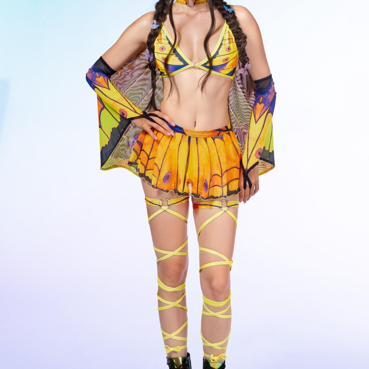 Drawn for Flight Mesh Skirt Lycra, Mesh, UV Reactive