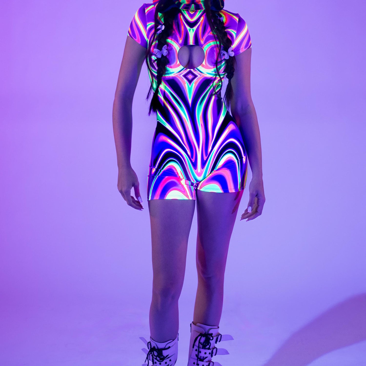 Vibrant Flow Short Sleeve Romper Festival