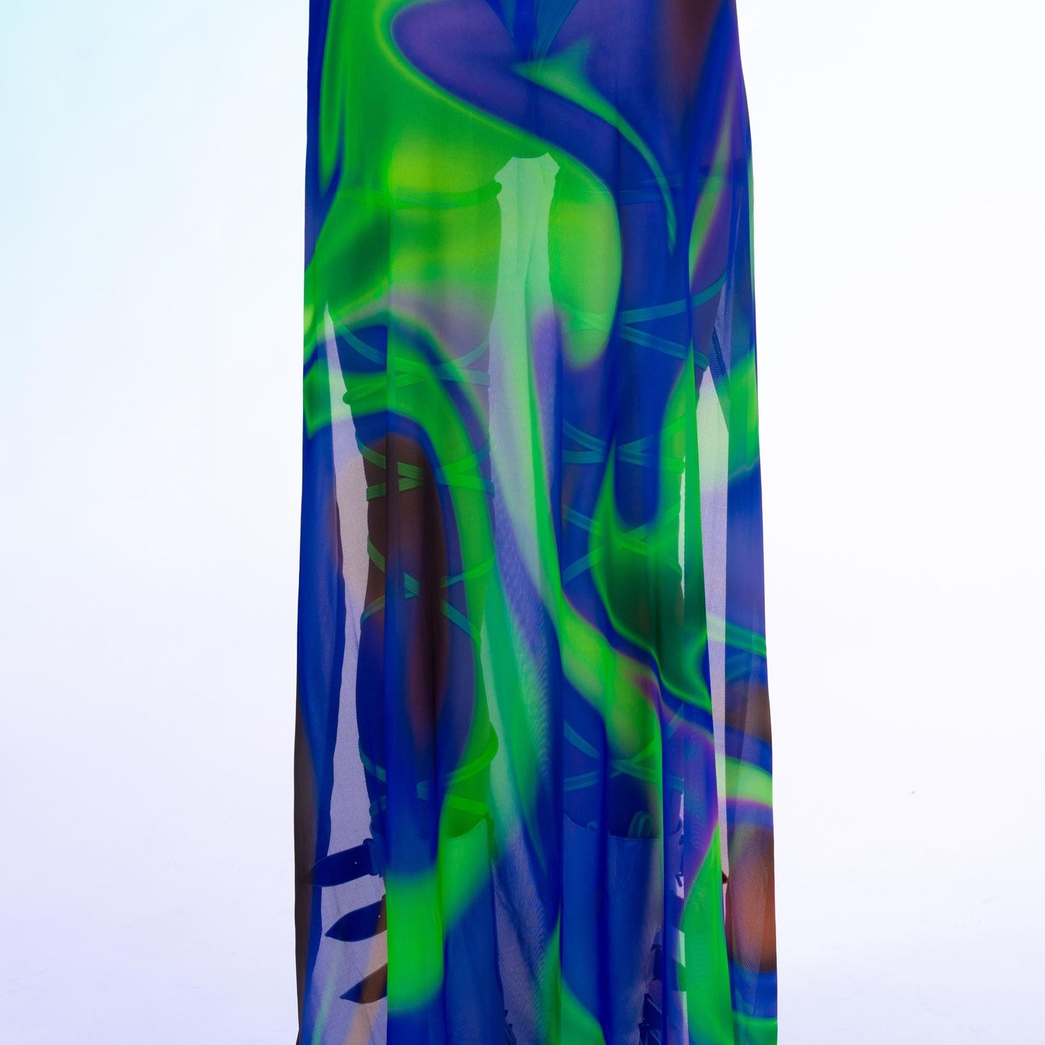 Toxic Potion Mesh Duster Skirt Blue, Green