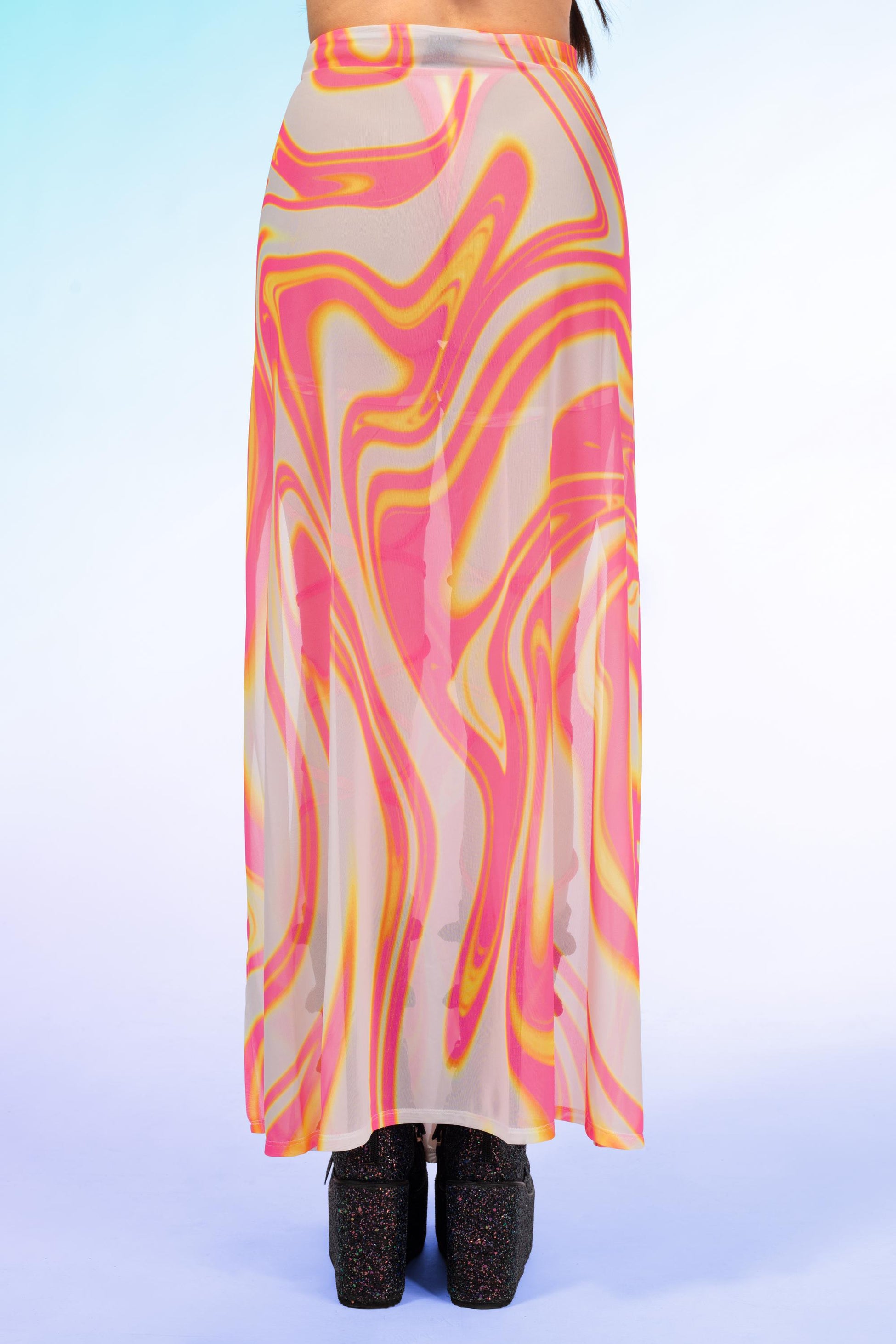 Pink Glaze Mesh Duster Skirt 2