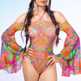 Flutterbell Mesh Flared Bodysuit