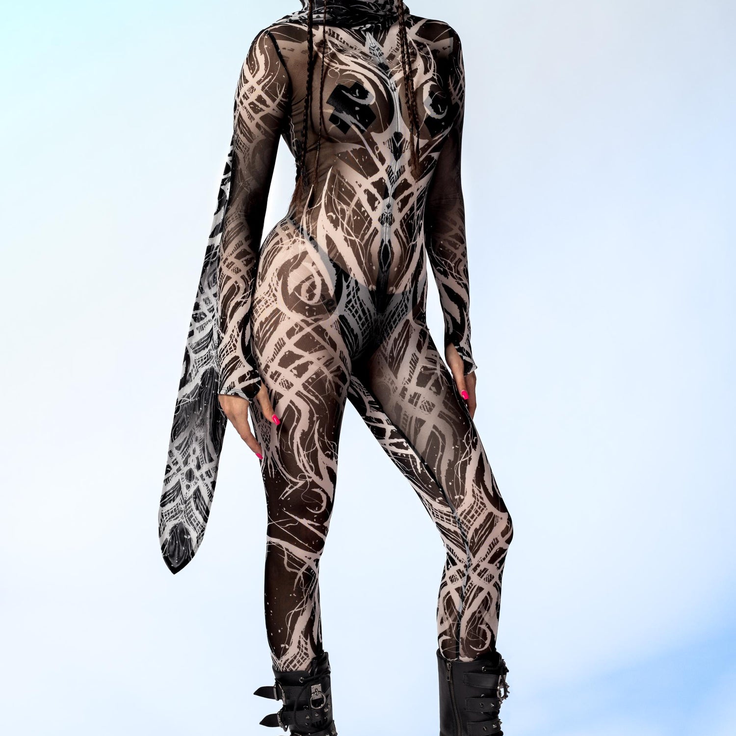 Blood Moon Ritual Hood Scarf Mesh