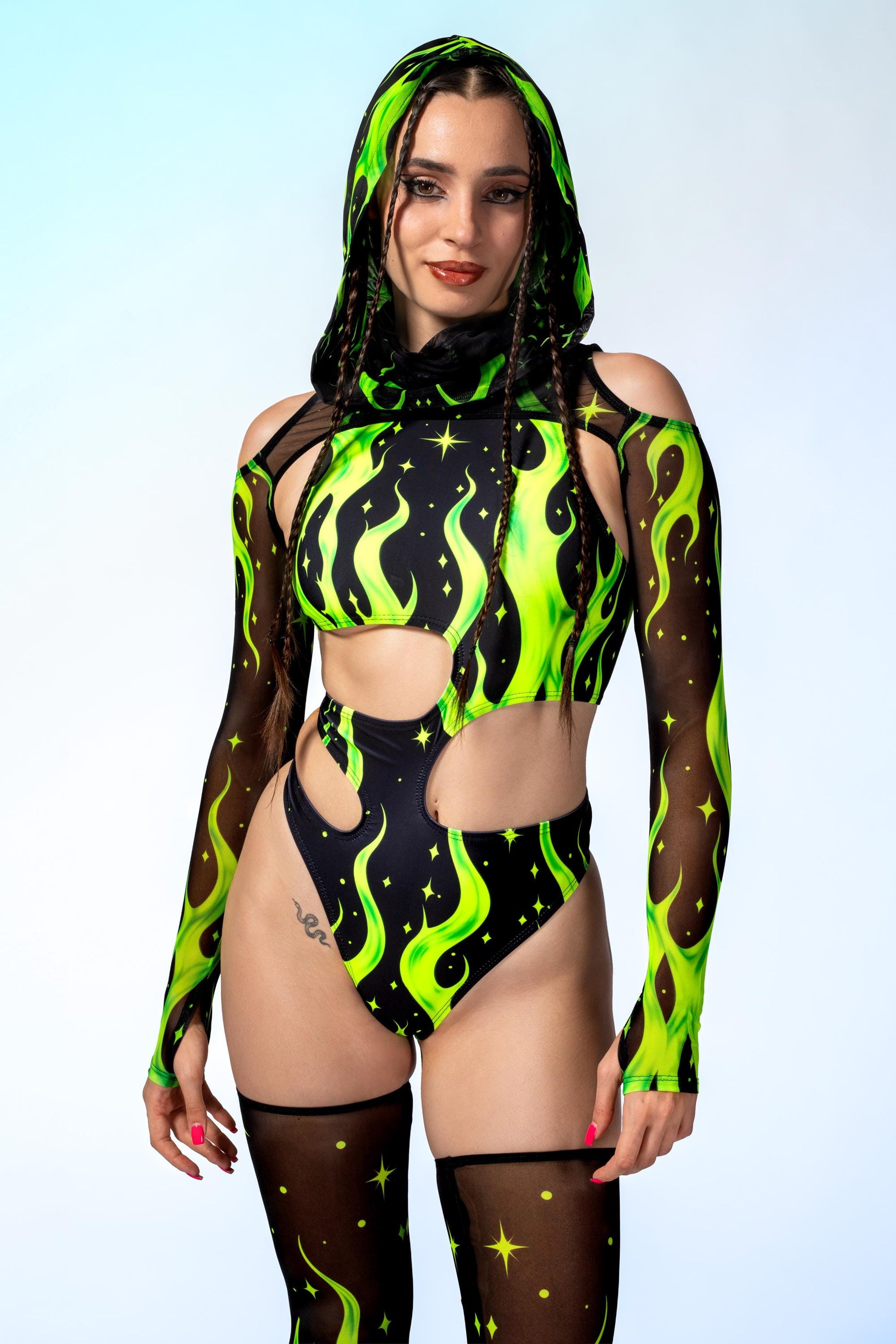 Acid Fire Asymmetrical Cutout Bodysuit 2