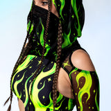 Acid Fire Asymmetrical Cutout Bodysuit
