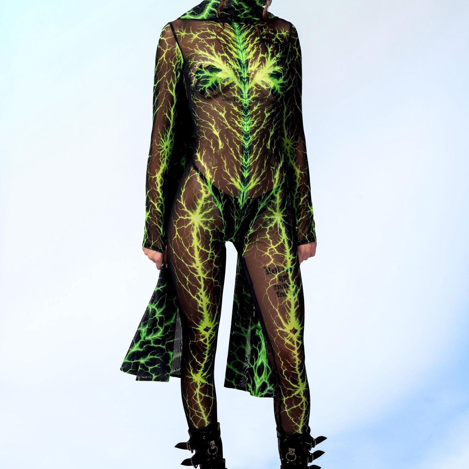 Shock Waves Green Long Hooded Scarf Festival