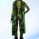 Shock Waves Green Long Hooded Scarf