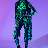 Shock Waves Green Long Hooded Scarf