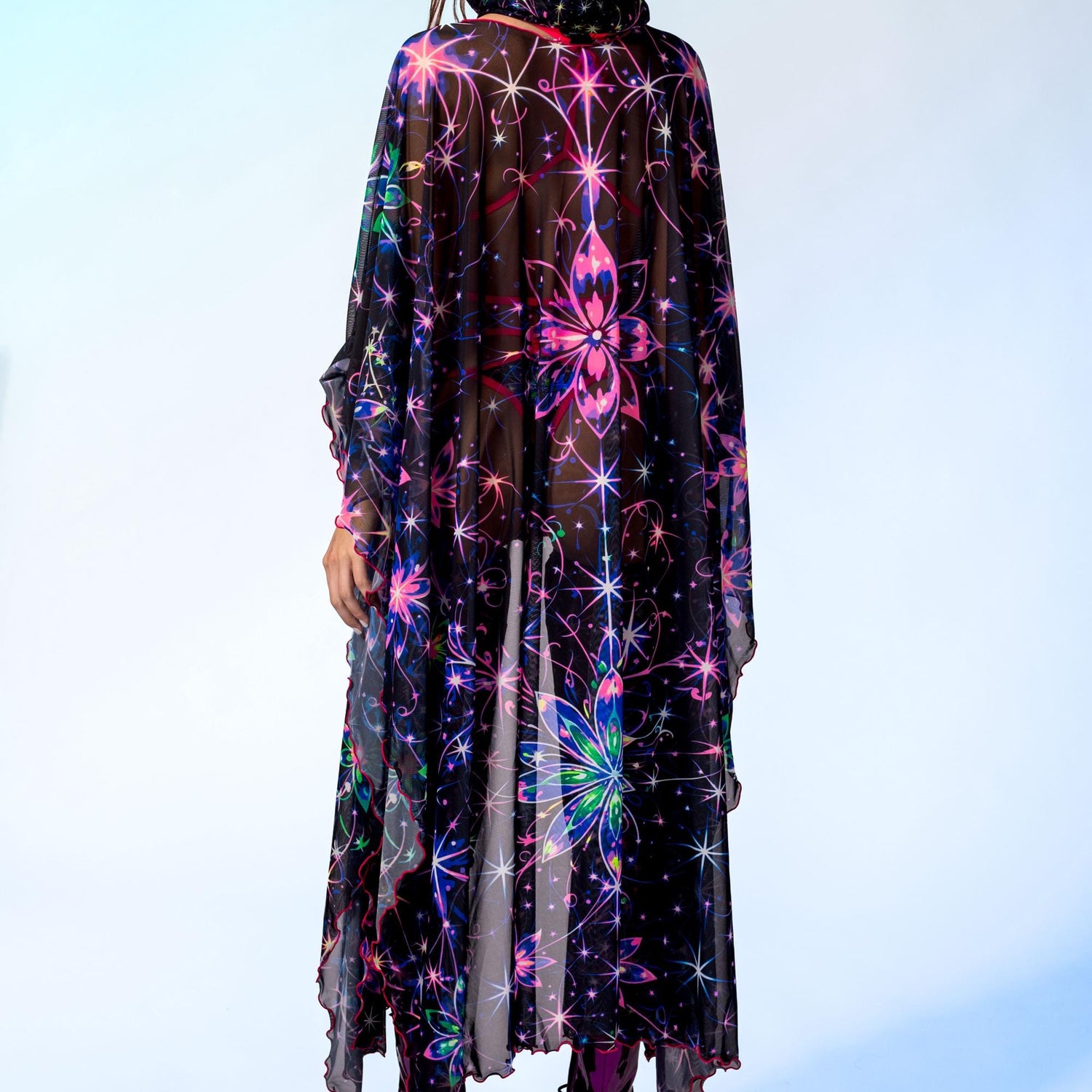 Bloom Ritual Rave Kimono Black, Pink